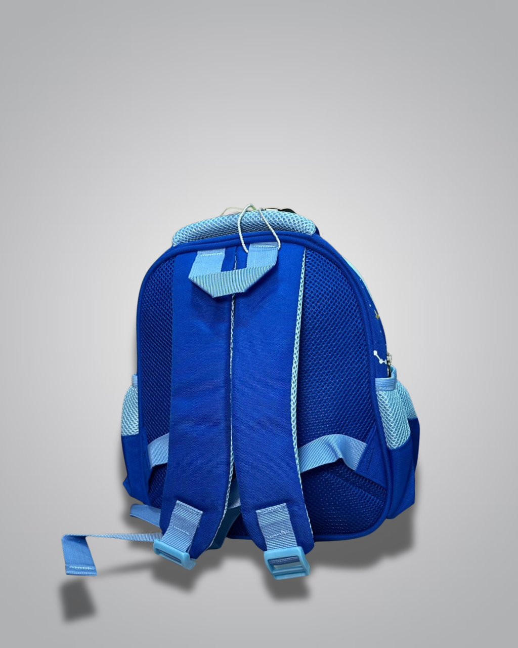 Blue children's backpack on a gray background- Valentino Impex