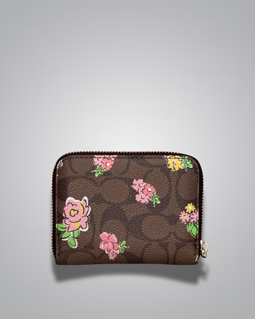 Coach wallet with floral design on a gray background- Valentino Impex