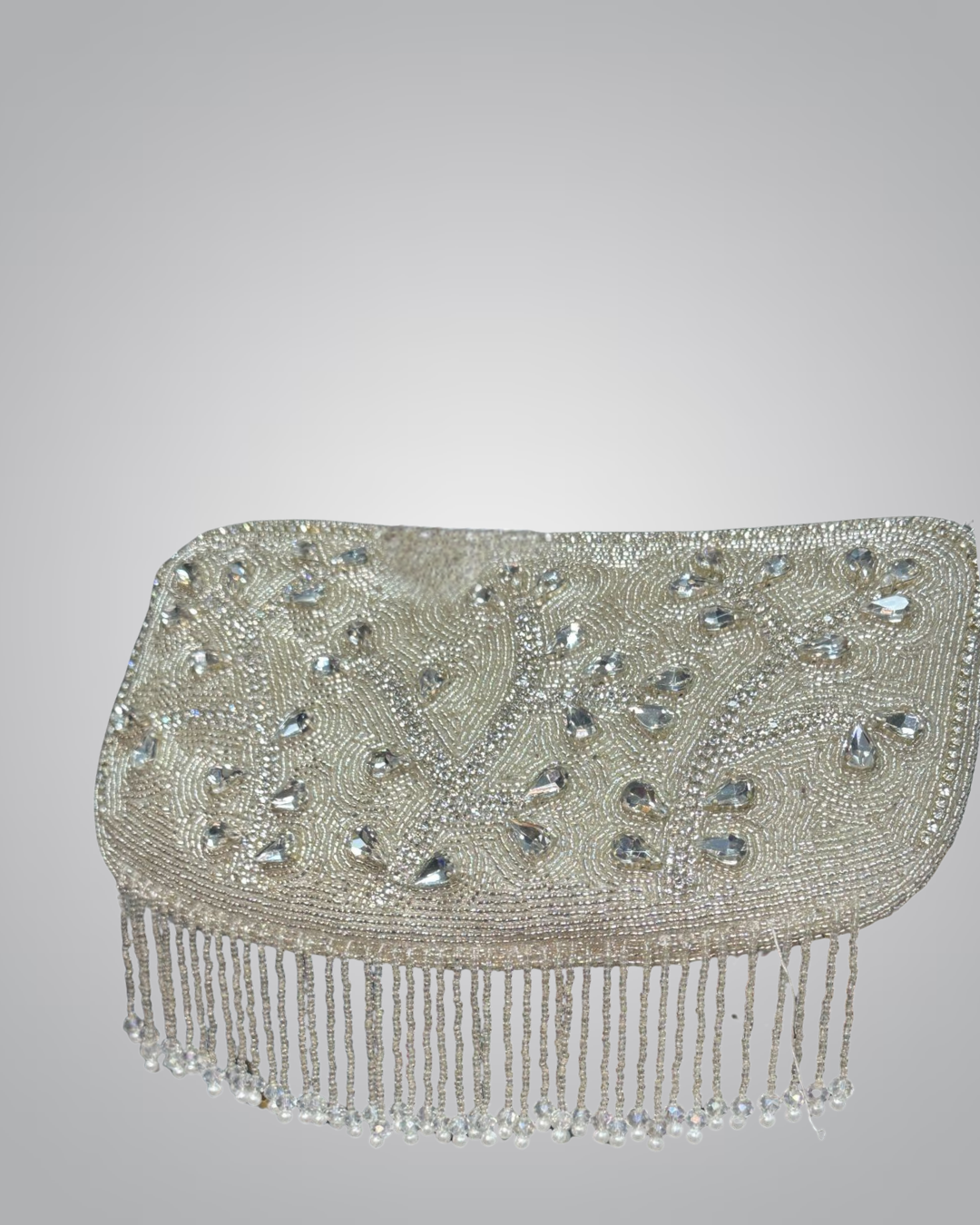 Elegant Beaded Fringe Evening Bag – Gold & Silver Variants