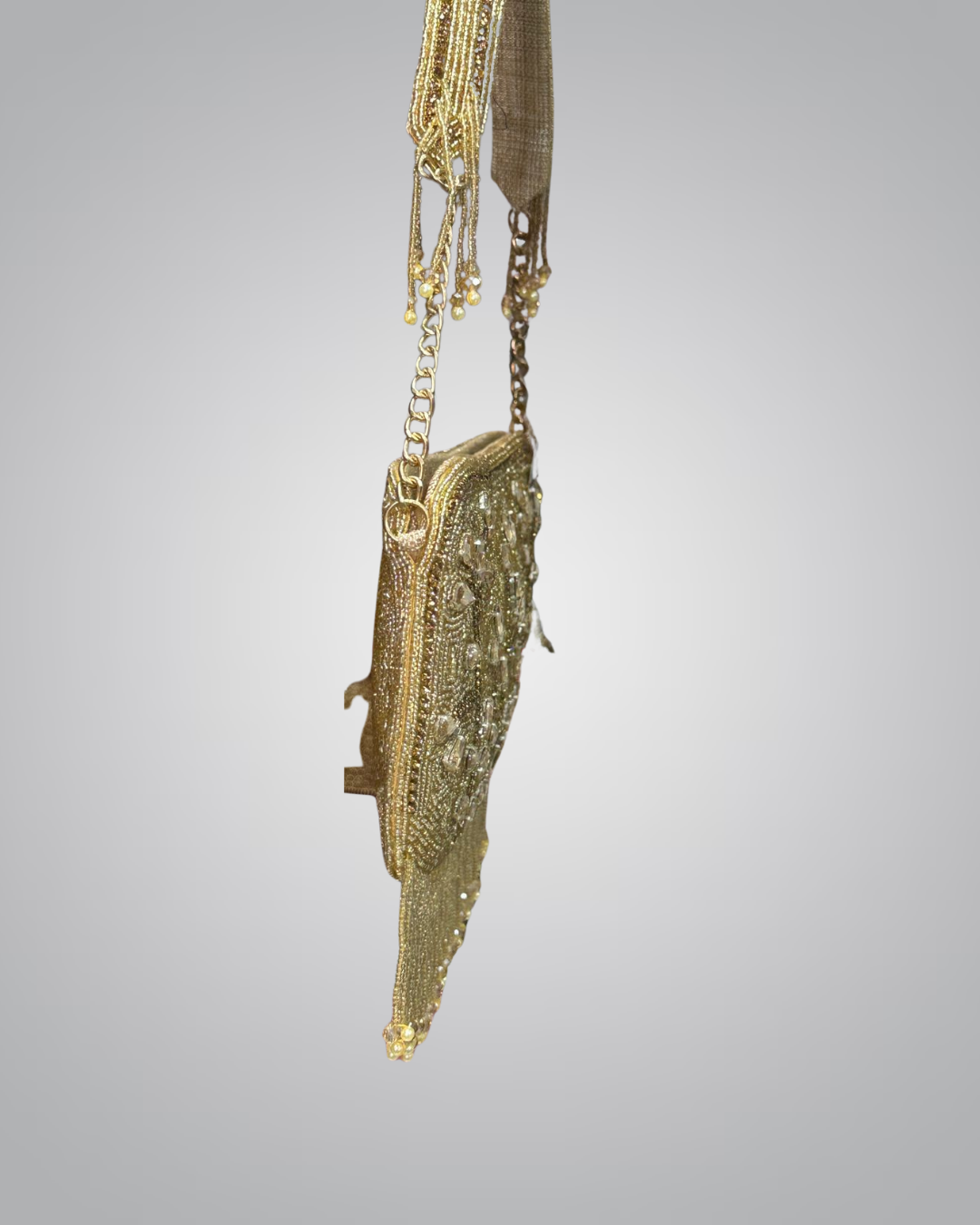 Elegant Beaded Fringe Evening Bag – Gold & Silver Variants