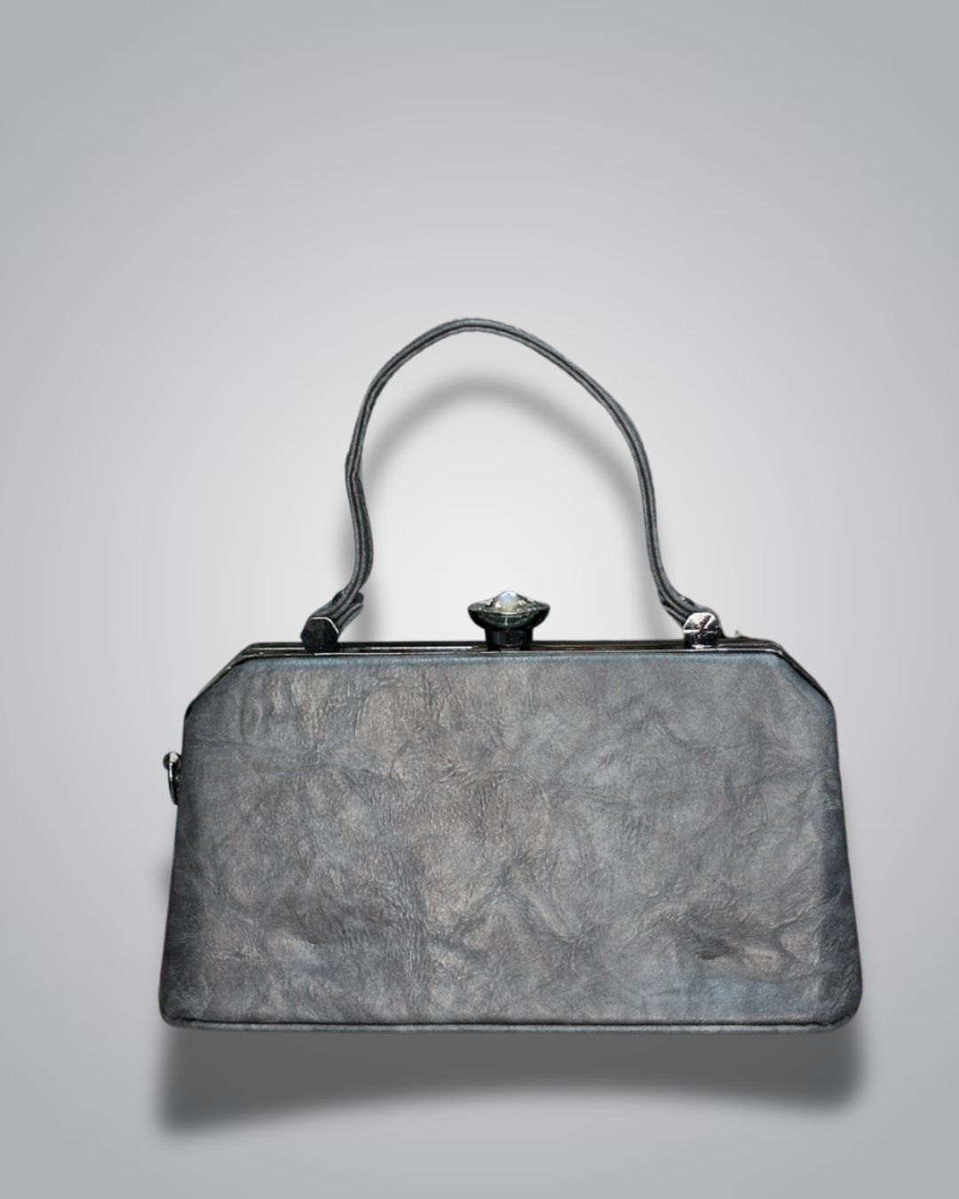 Embroidered handbag with floral and landscape design on a gray background- Valentino Impex