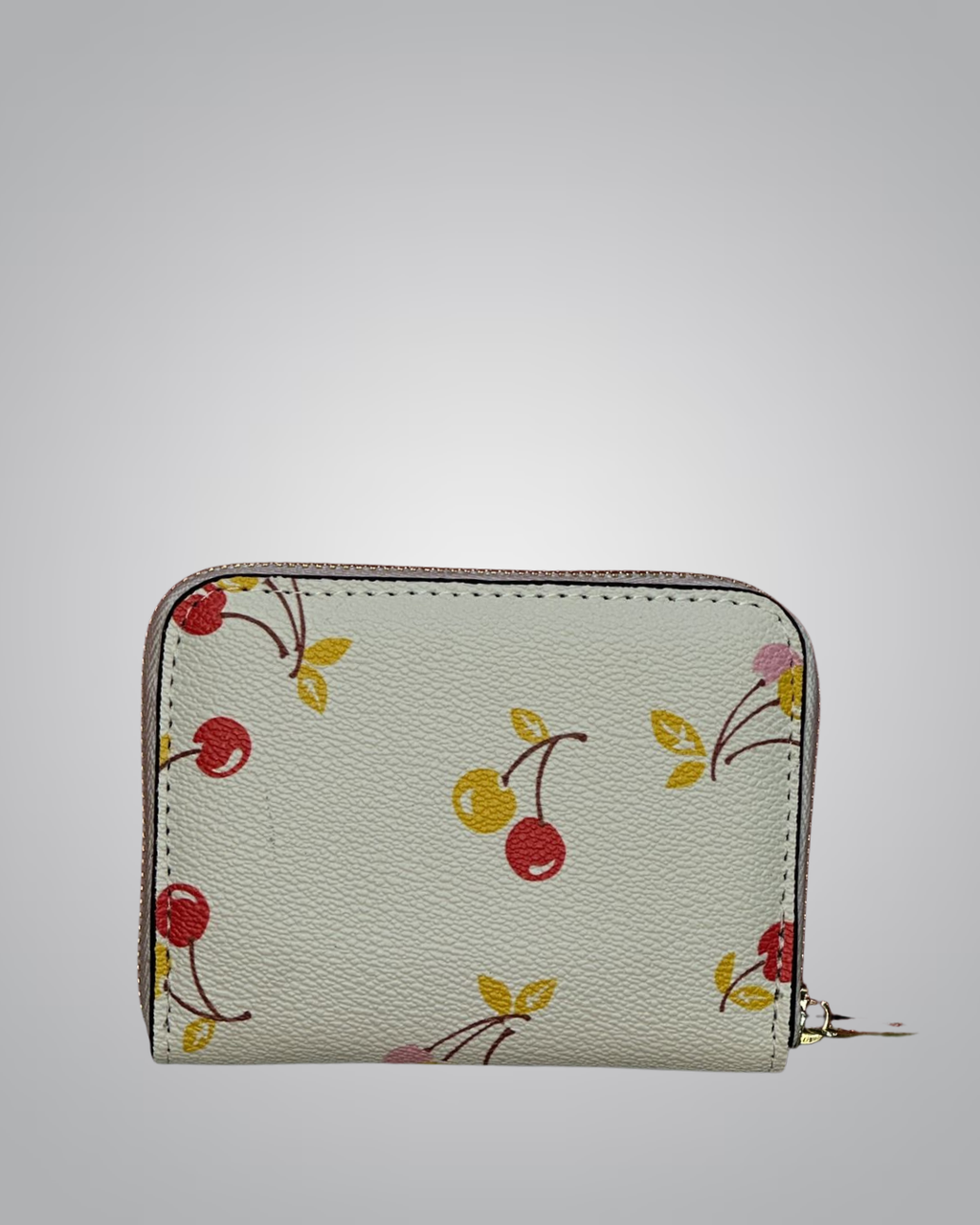 Coach cream zip wallet with red and yellow cherry print and gold Coach logo- Valentino Impex