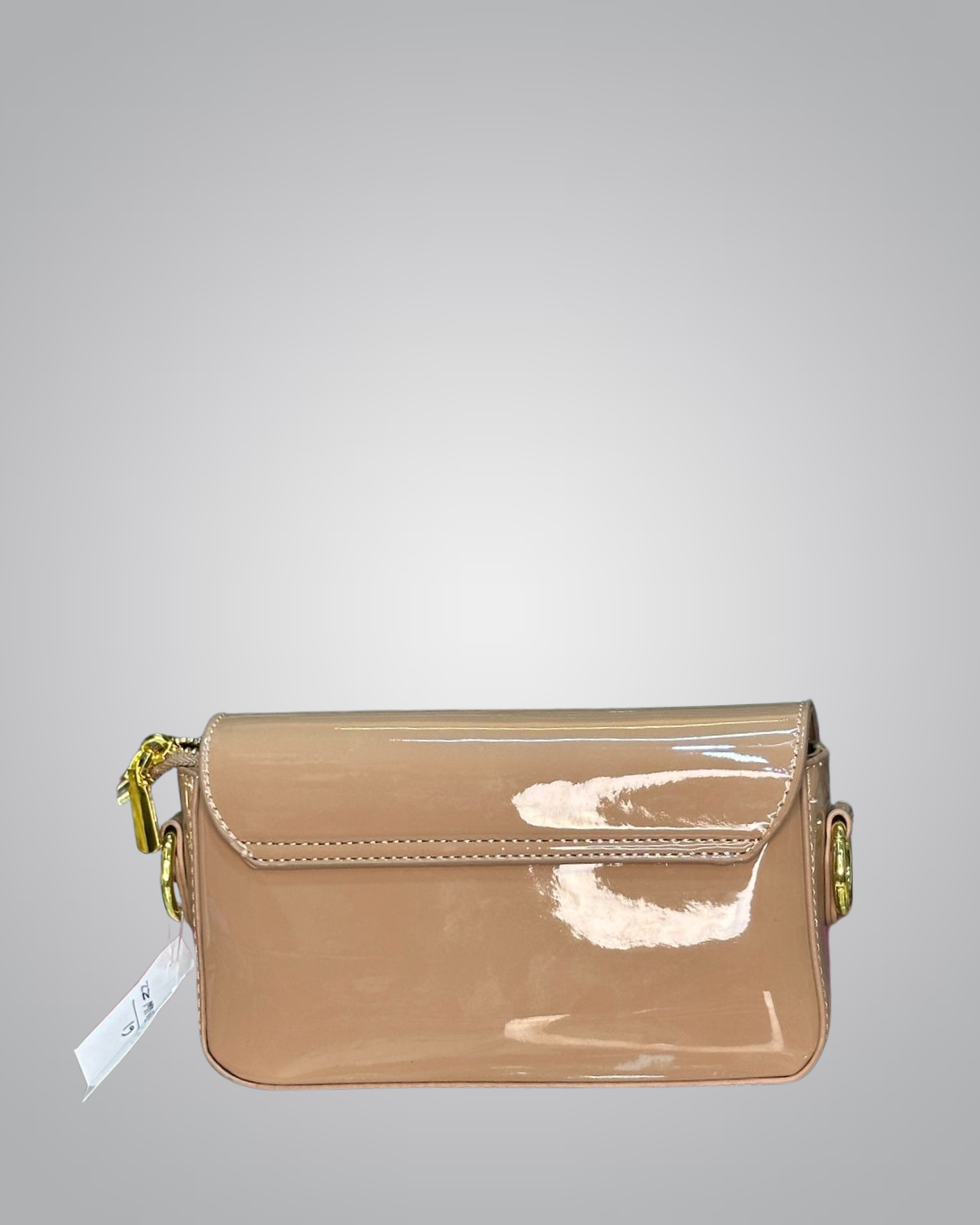 YSL Elegant Silver Patent Leather Mini Shoulder Bag with Gold Chain