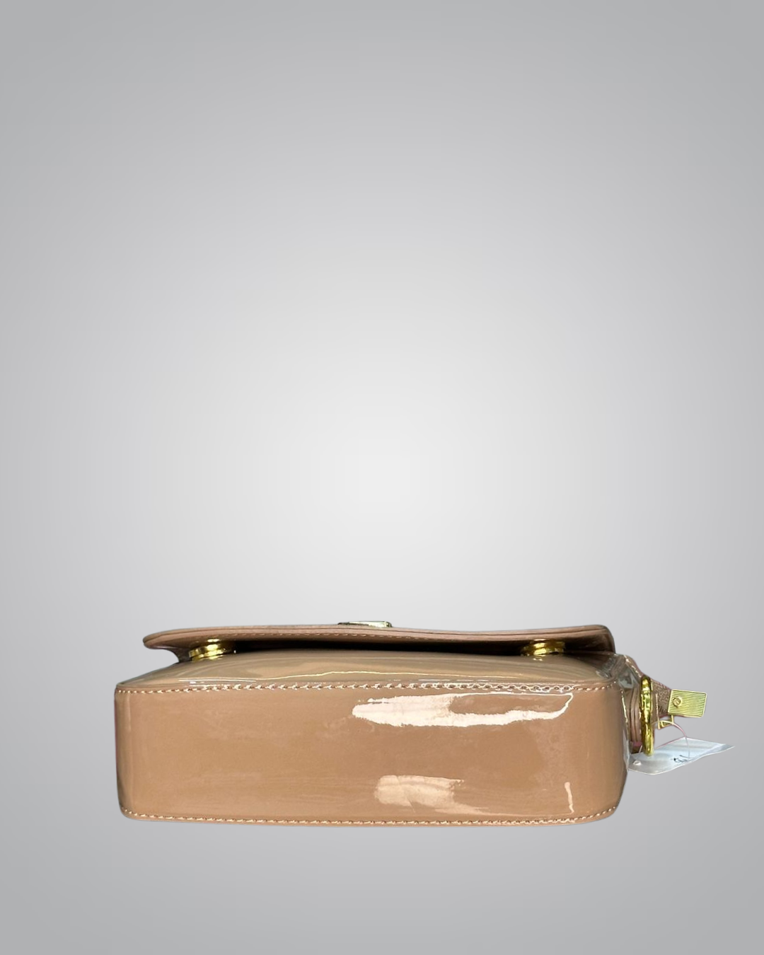 YSL Elegant Silver Patent Leather Mini Shoulder Bag with Gold Chain