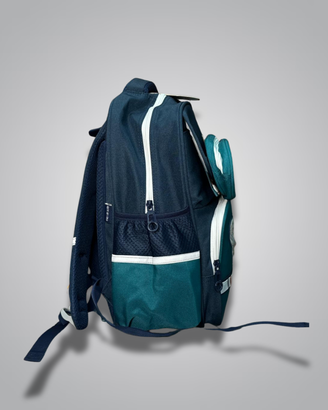 Navy and teal backpack on a light gray background- Valentino Impex