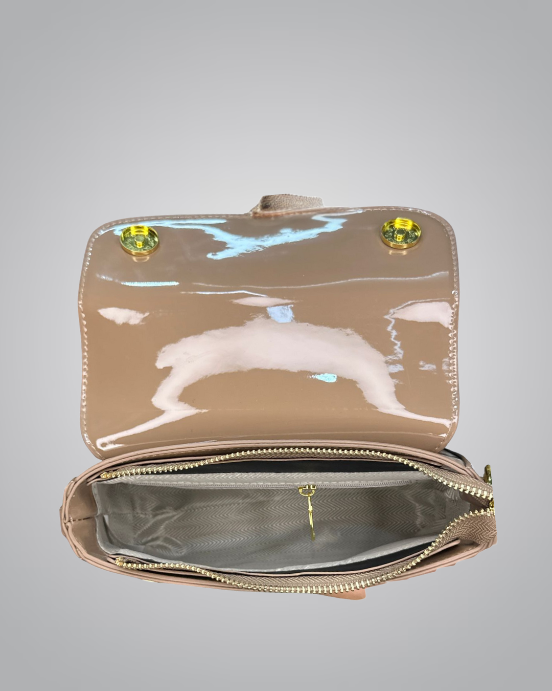 YSL Elegant Silver Patent Leather Mini Shoulder Bag with Gold Chain