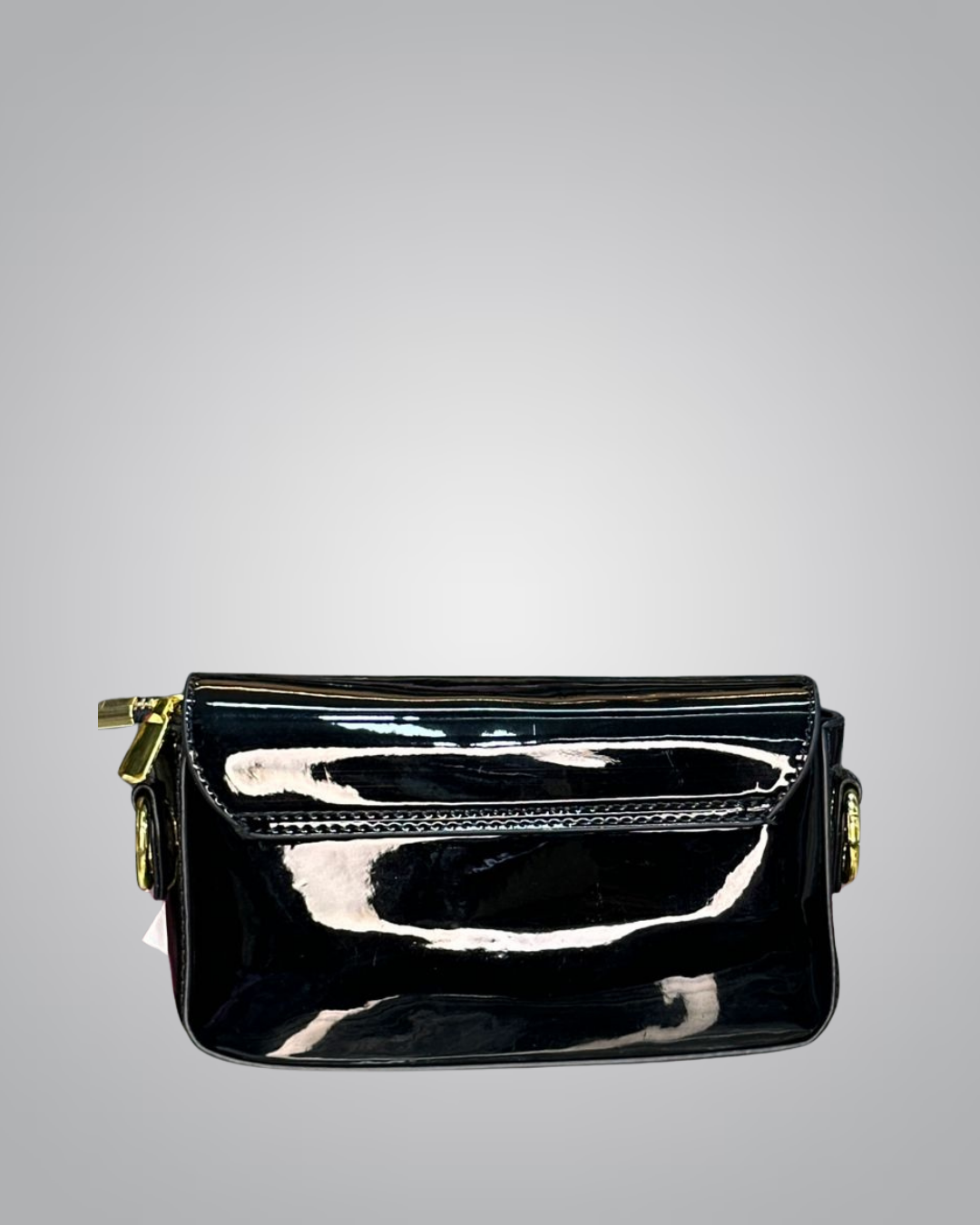 YSL Elegant Silver Patent Leather Mini Shoulder Bag with Gold Chain