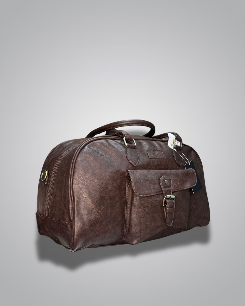  Woodland dark brown travel bag, Angled side view of Woodland vintage bag- Valentino Impex