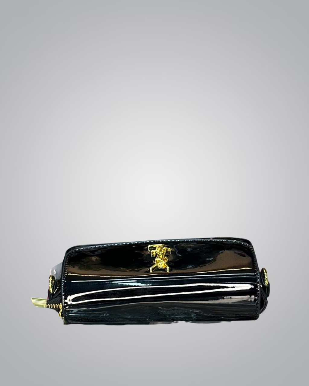 YSL Elegant Silver Patent Leather Mini Shoulder Bag with Gold Chain