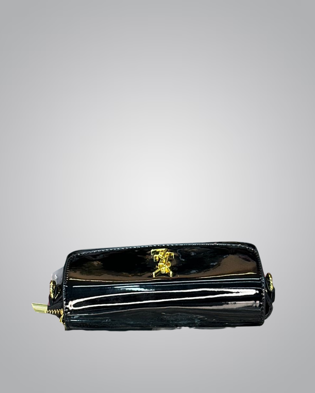 YSL Elegant Silver Patent Leather Mini Shoulder Bag with Gold Chain