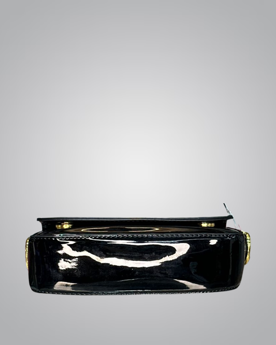 YSL Elegant Silver Patent Leather Mini Shoulder Bag with Gold Chain