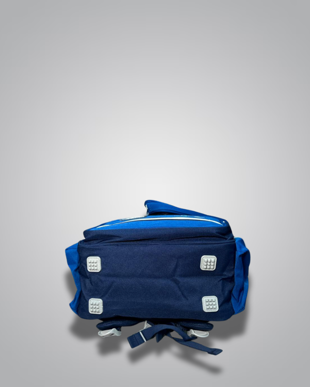 Blue backpack with white accents on a gray background- Valentino Impex