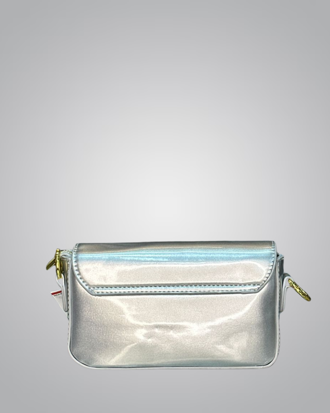 YSL Elegant Silver Patent Leather Mini Shoulder Bag with Gold Chain