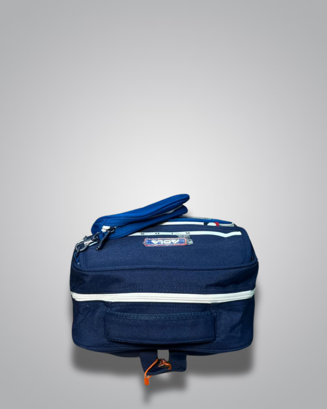 Blue bag with white stripes on a gray background- Valentino Impex