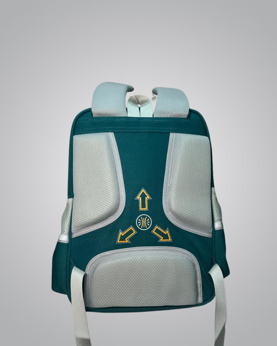Backpack with green and gray design on a light gray background- Valentino Impex