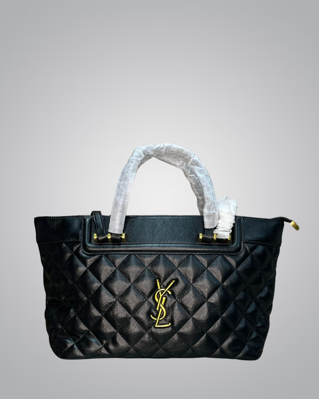 Saint Laurent (YSL) Classic Black Quilted Leather Handbag with Gold Hardware
