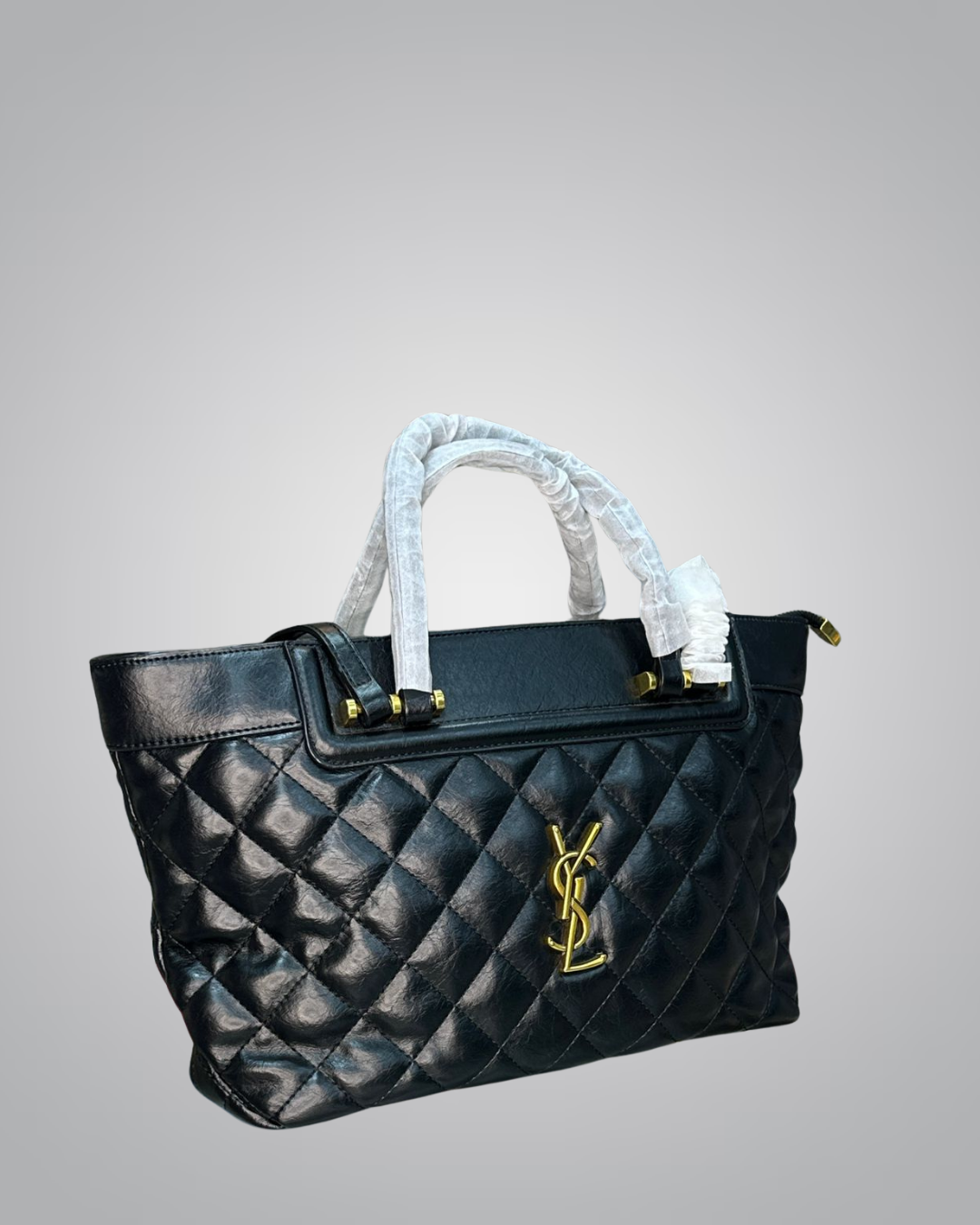 Saint Laurent (YSL) Classic Black Quilted Leather Handbag with Gold Hardware
