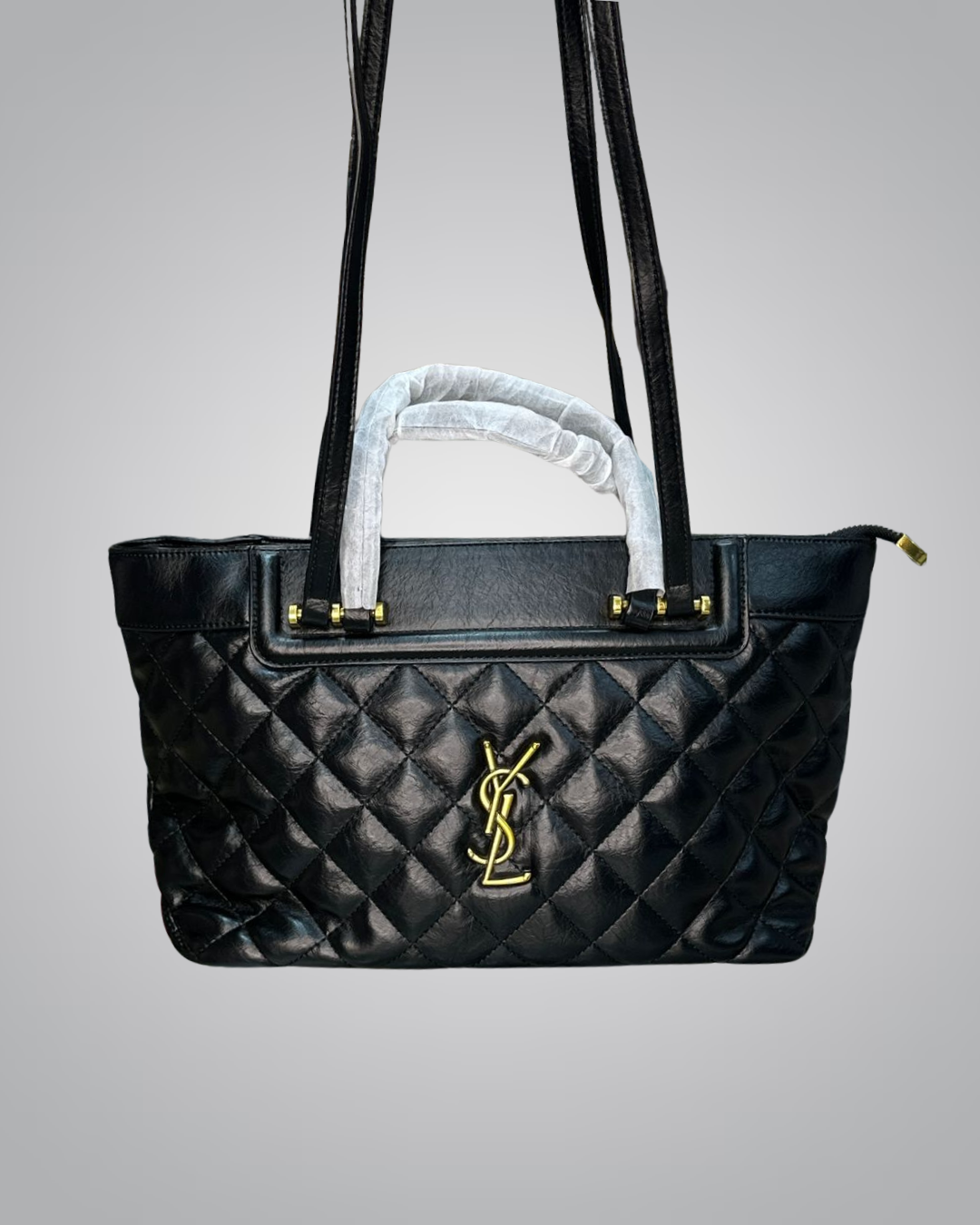 Saint Laurent (YSL) Classic Black Quilted Leather Handbag with Gold Hardware