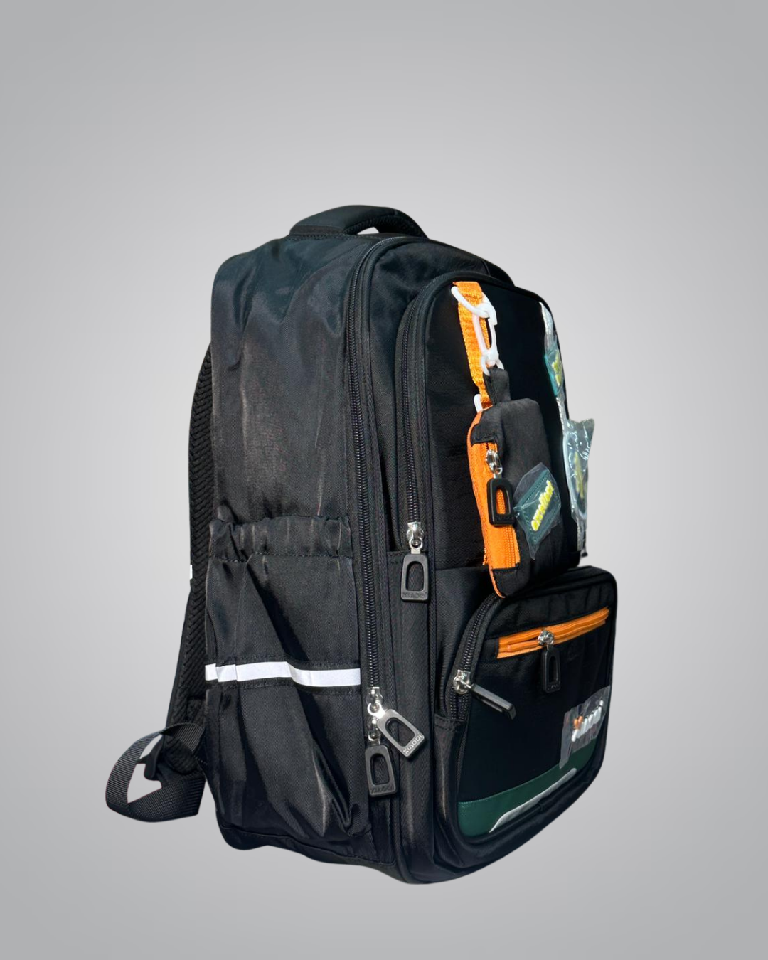 XIAOQI Trendy School Backpack – Hashtag Patch Edition with Side Pouch (4 Colors)