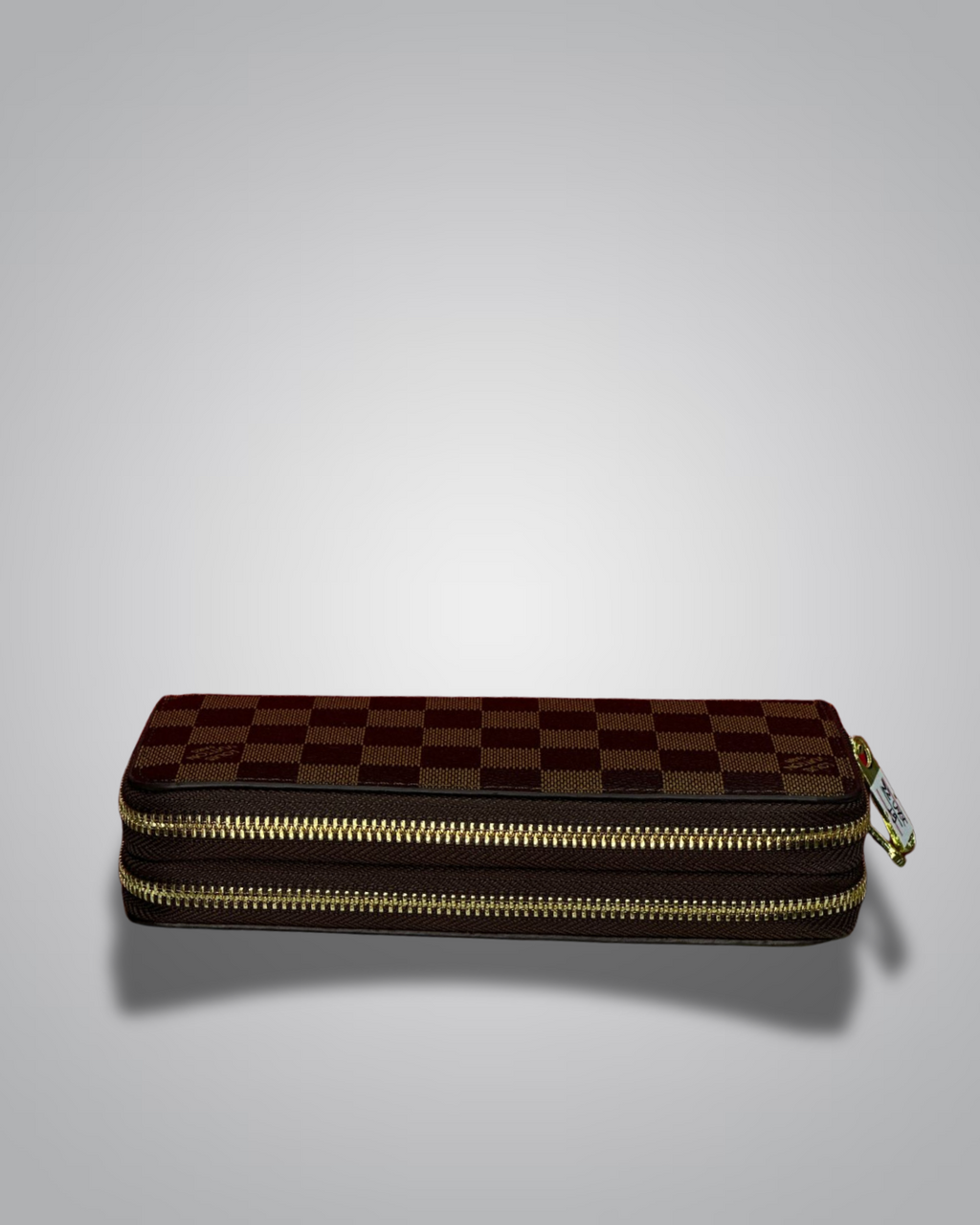 LV-Inspired Checkered Double-Zip Long Wallet – Brown & Black Variants