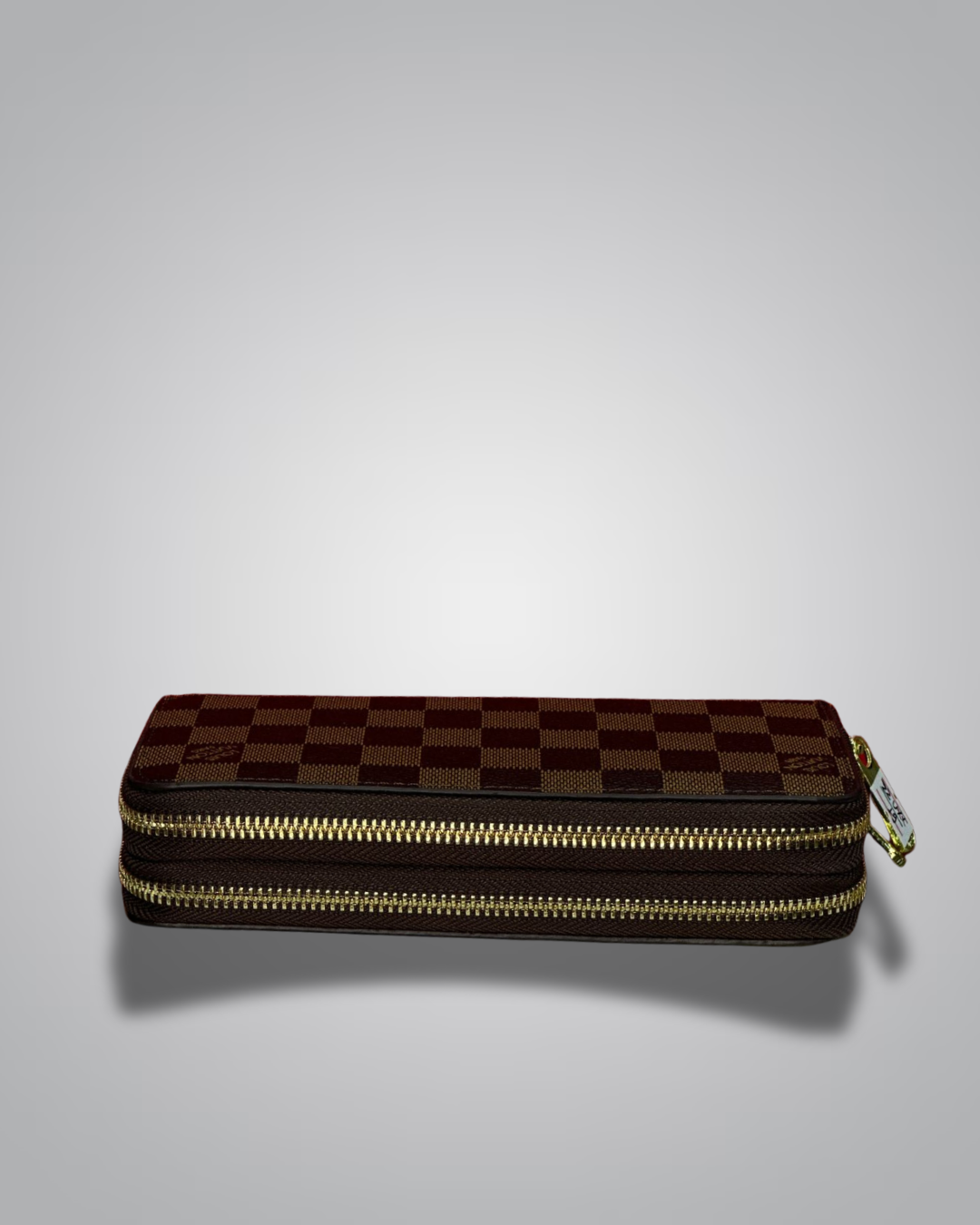 LV-Inspired Checkered Double-Zip Long Wallet – Brown & Black Variants