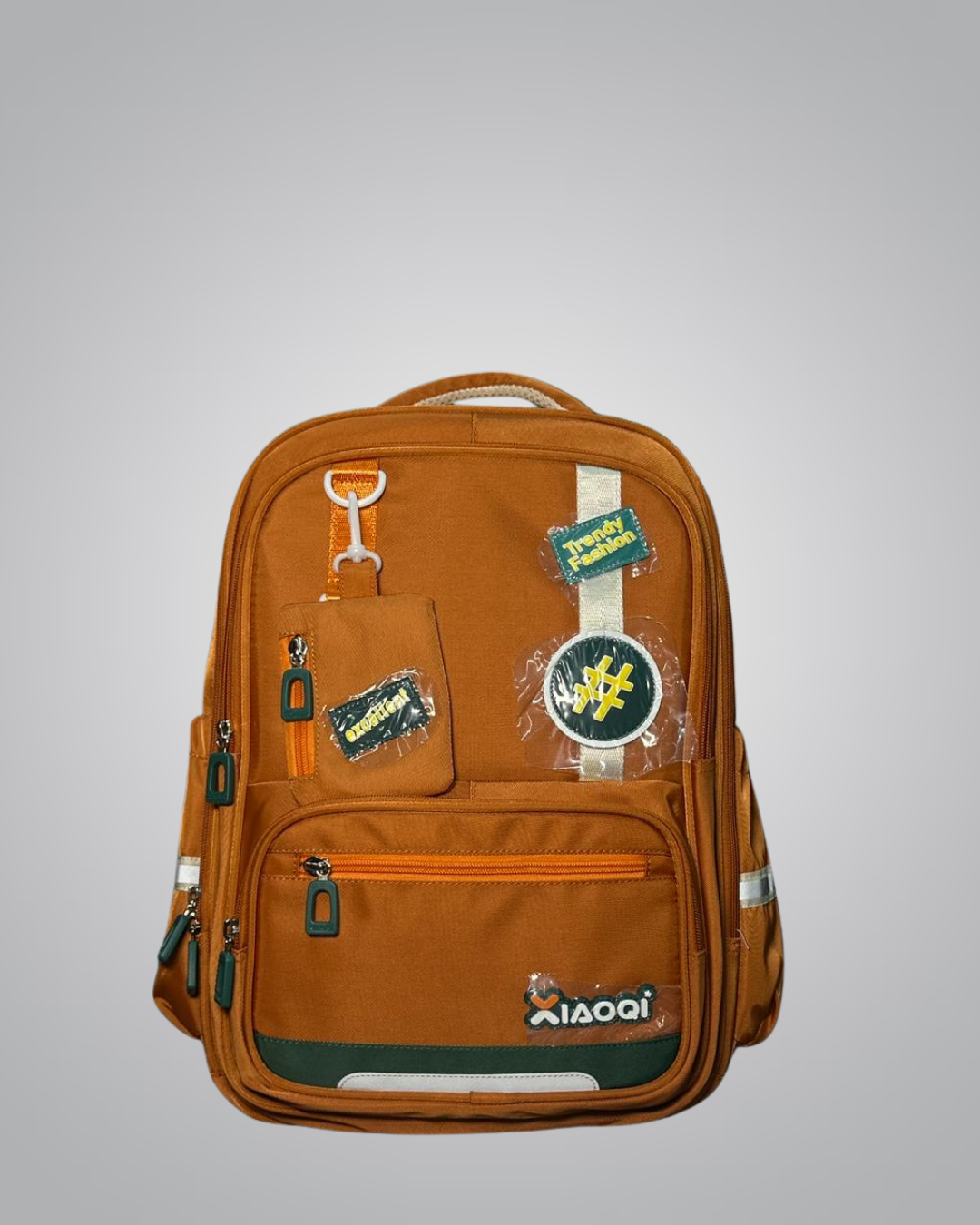 XIAOQI Trendy School Backpack – Hashtag Patch Edition with Side Pouch (4 Colors)