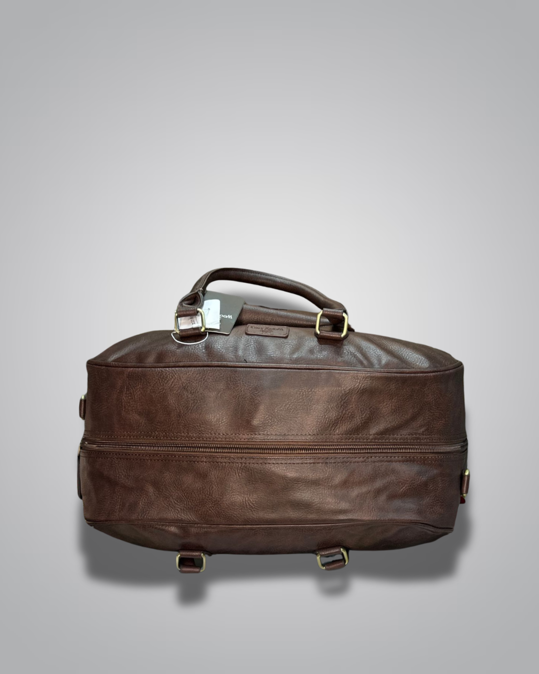  Woodland dark brown travel bag, Angled side view of Woodland vintage bag- Valentino Impex