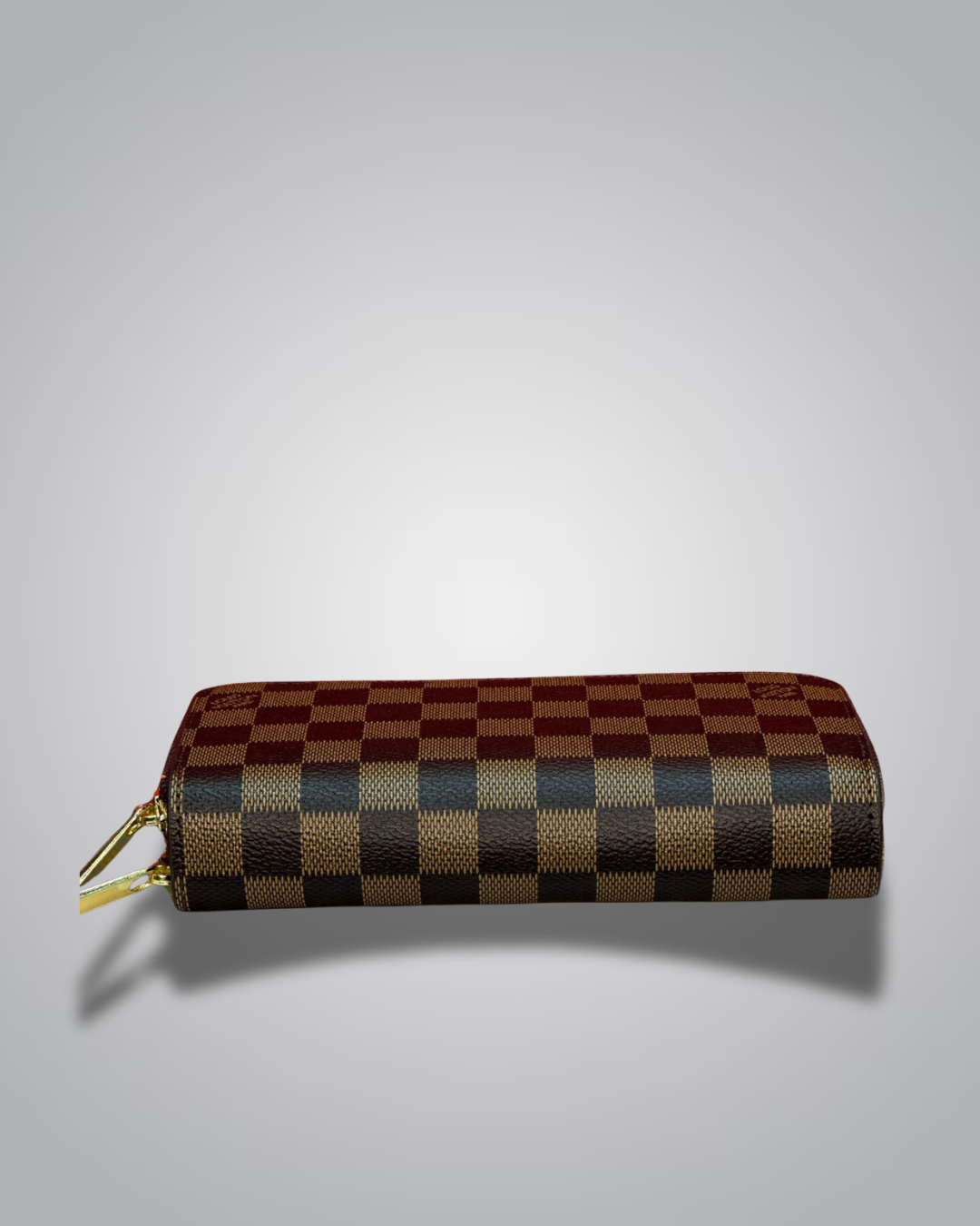 LV-Inspired Checkered Double-Zip Long Wallet – Brown & Black Variants