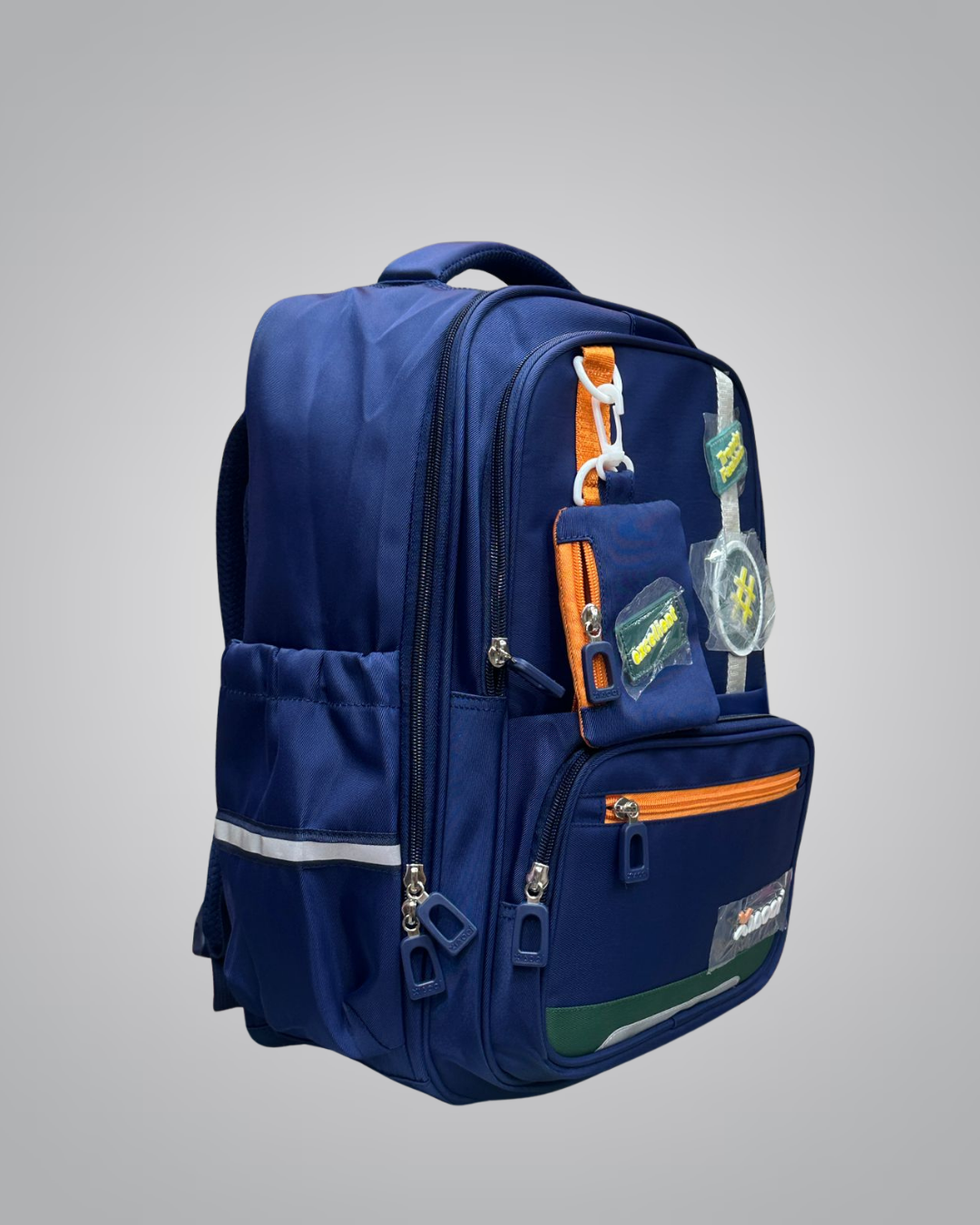 XIAOQI Trendy School Backpack – Hashtag Patch Edition with Side Pouch (4 Colors)