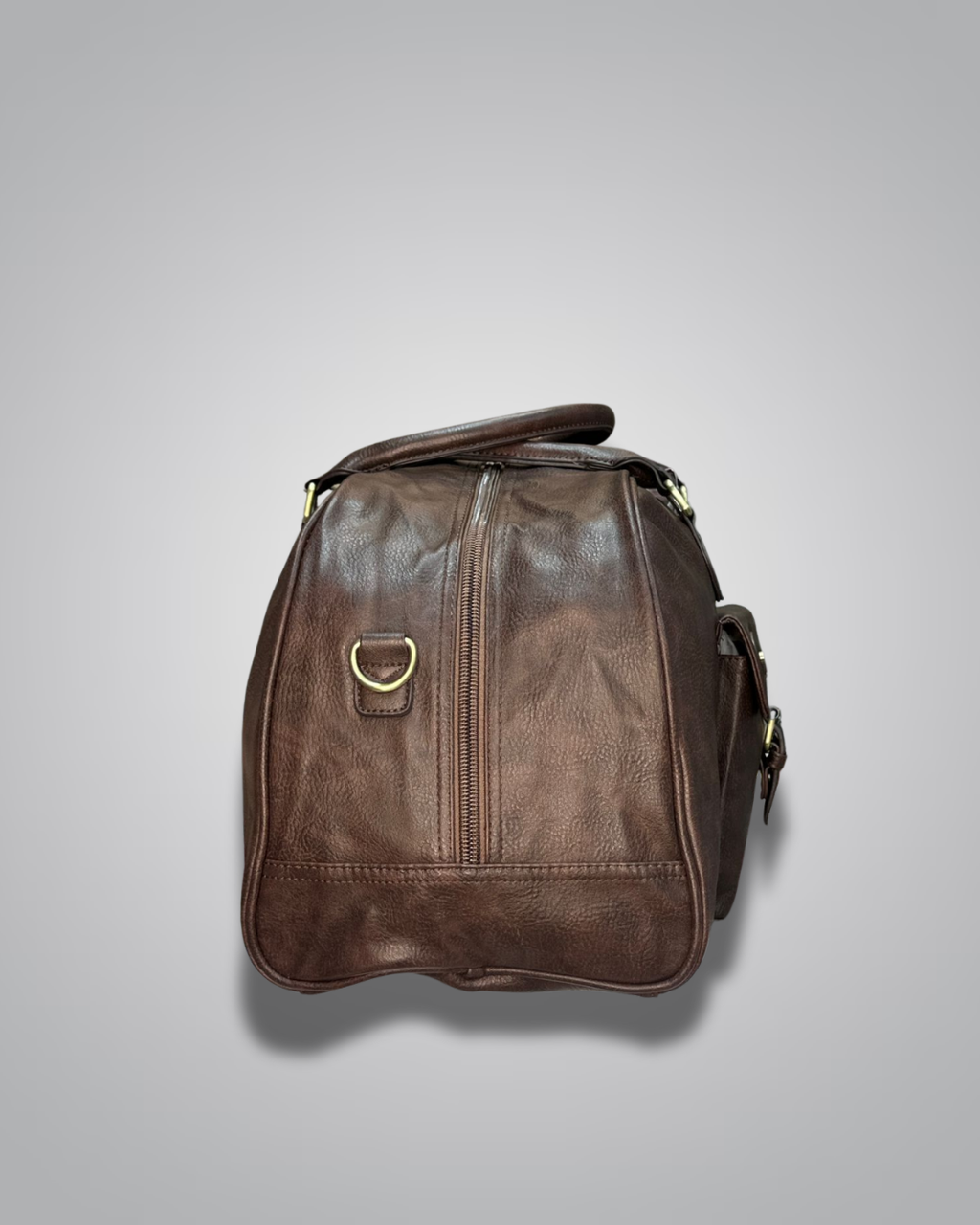  Woodland dark brown travel bag, Angled side view of Woodland vintage bag- Valentino Impex