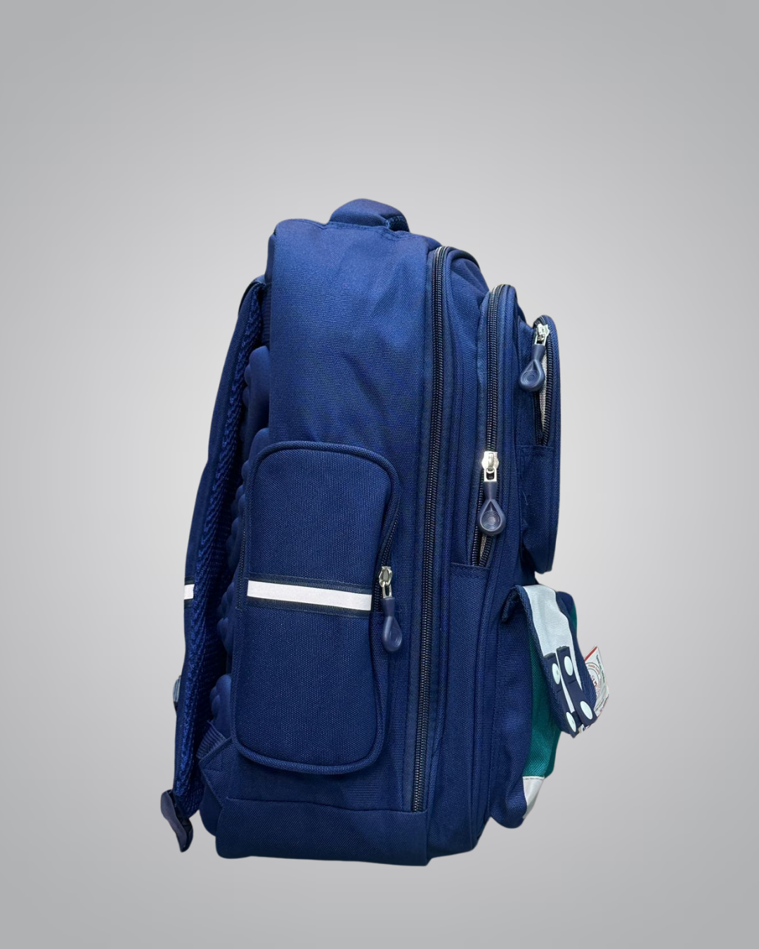 Dual-Pocket Mesh Panel Backpack – Navy & Green Utility Design