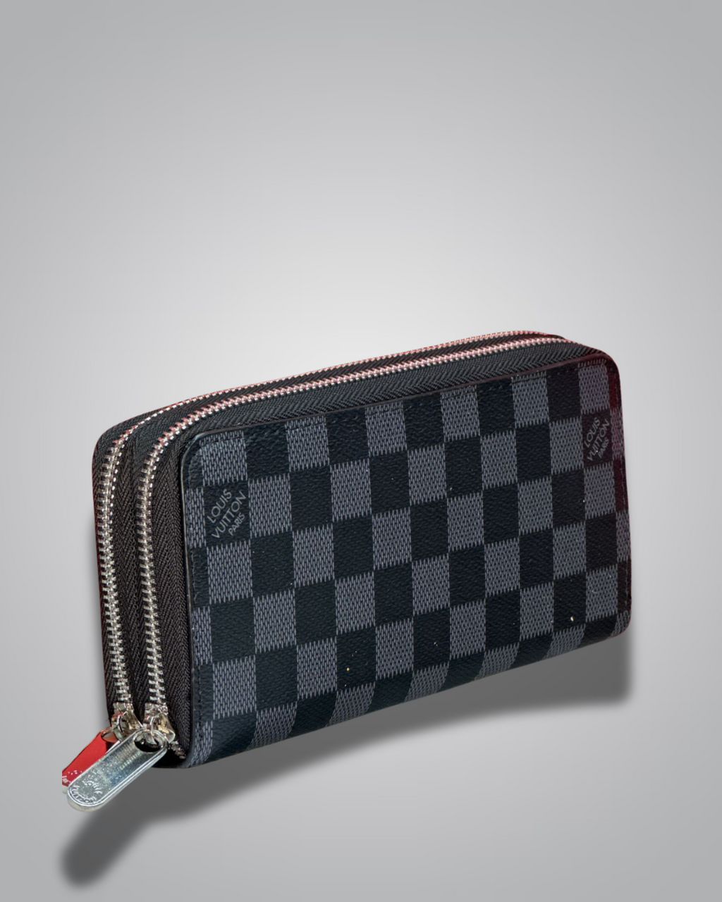 LV-Inspired Checkered Double-Zip Long Wallet – Brown & Black Variants