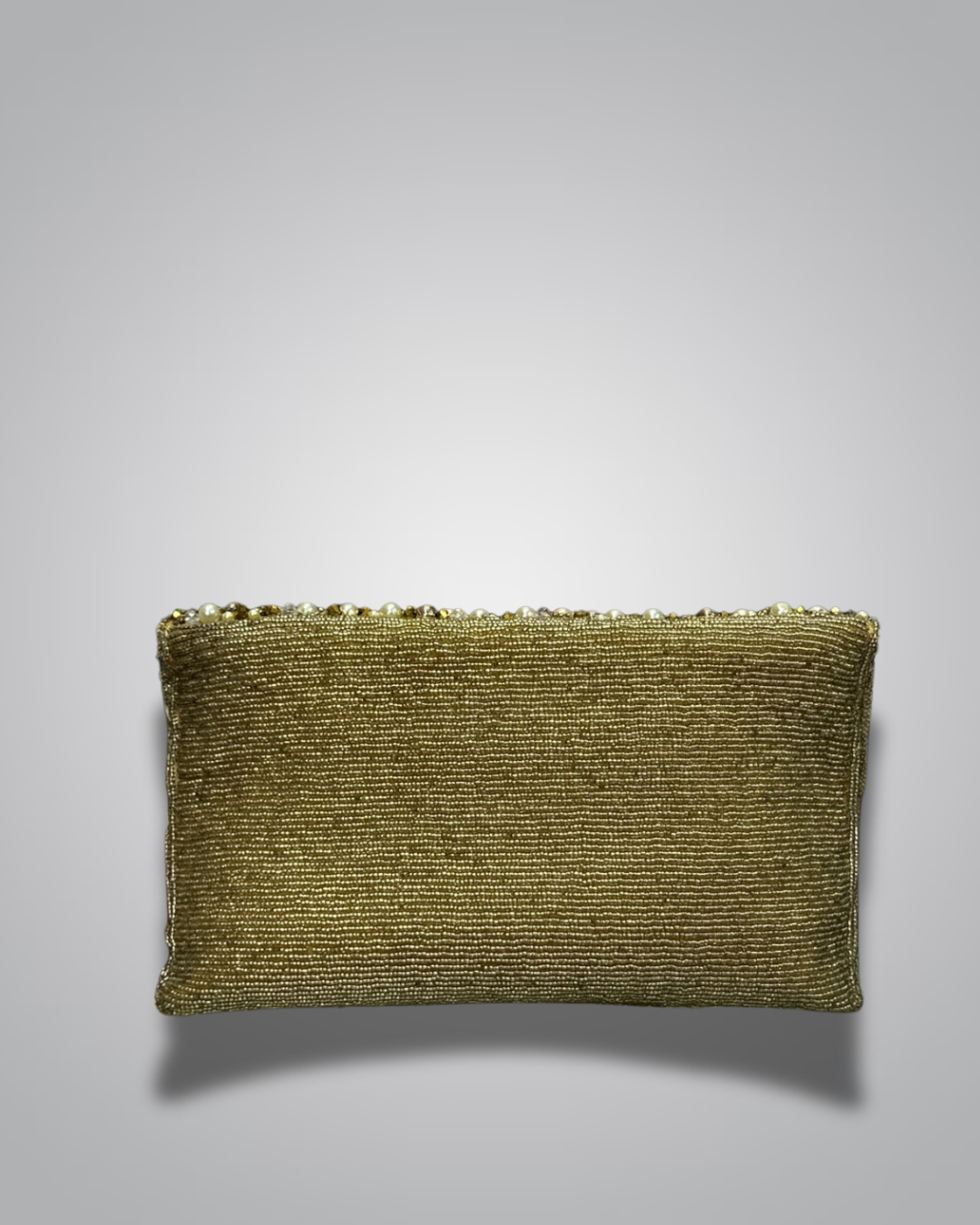 Elegant Pearl & Crystal Beaded Party Clutch Bag