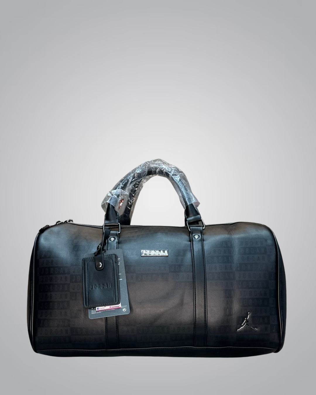 Jordan black travel duffel bag with logo and handles- Valentino Impex


