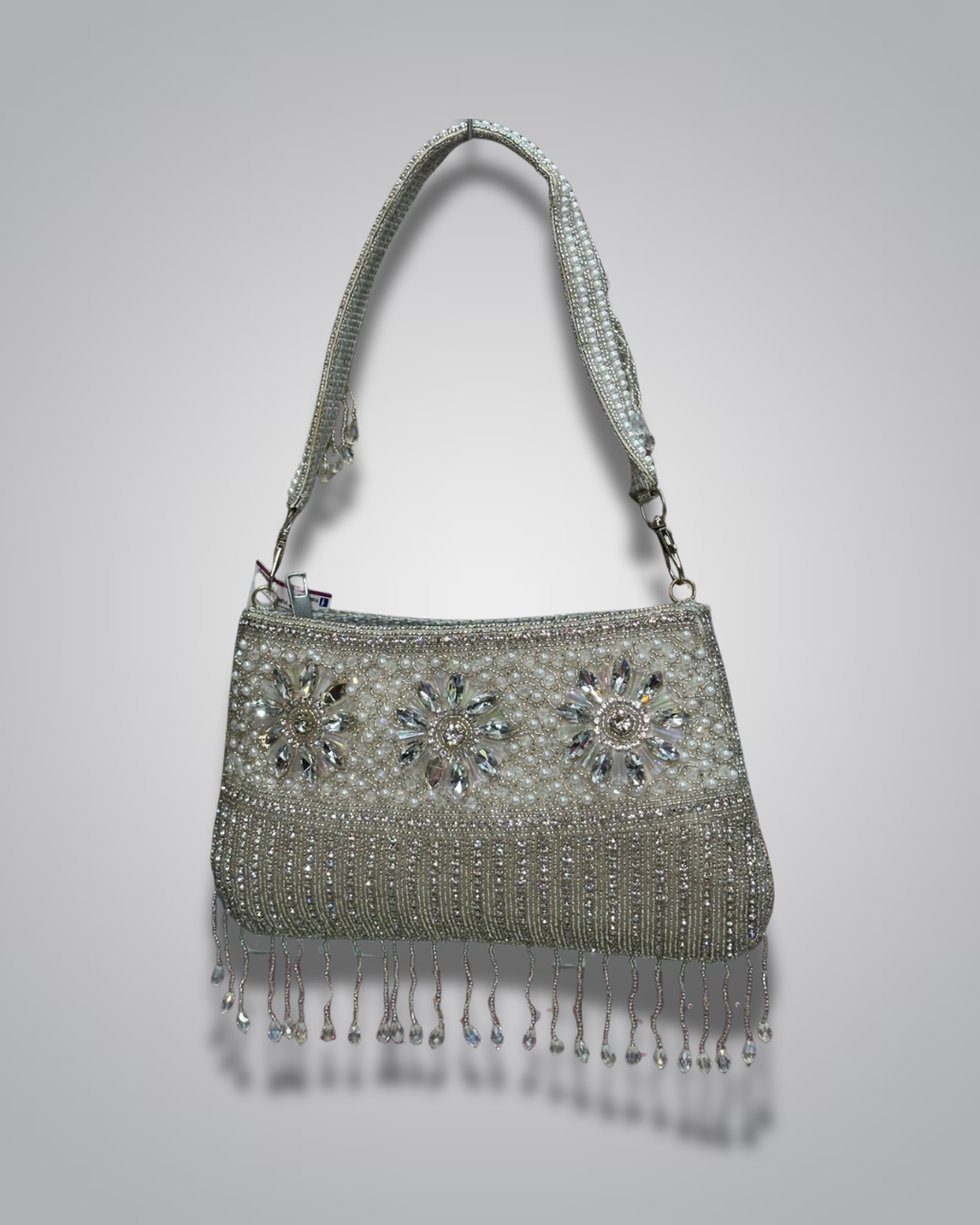Elegant Pearl & Crystal Embellished Party Bag