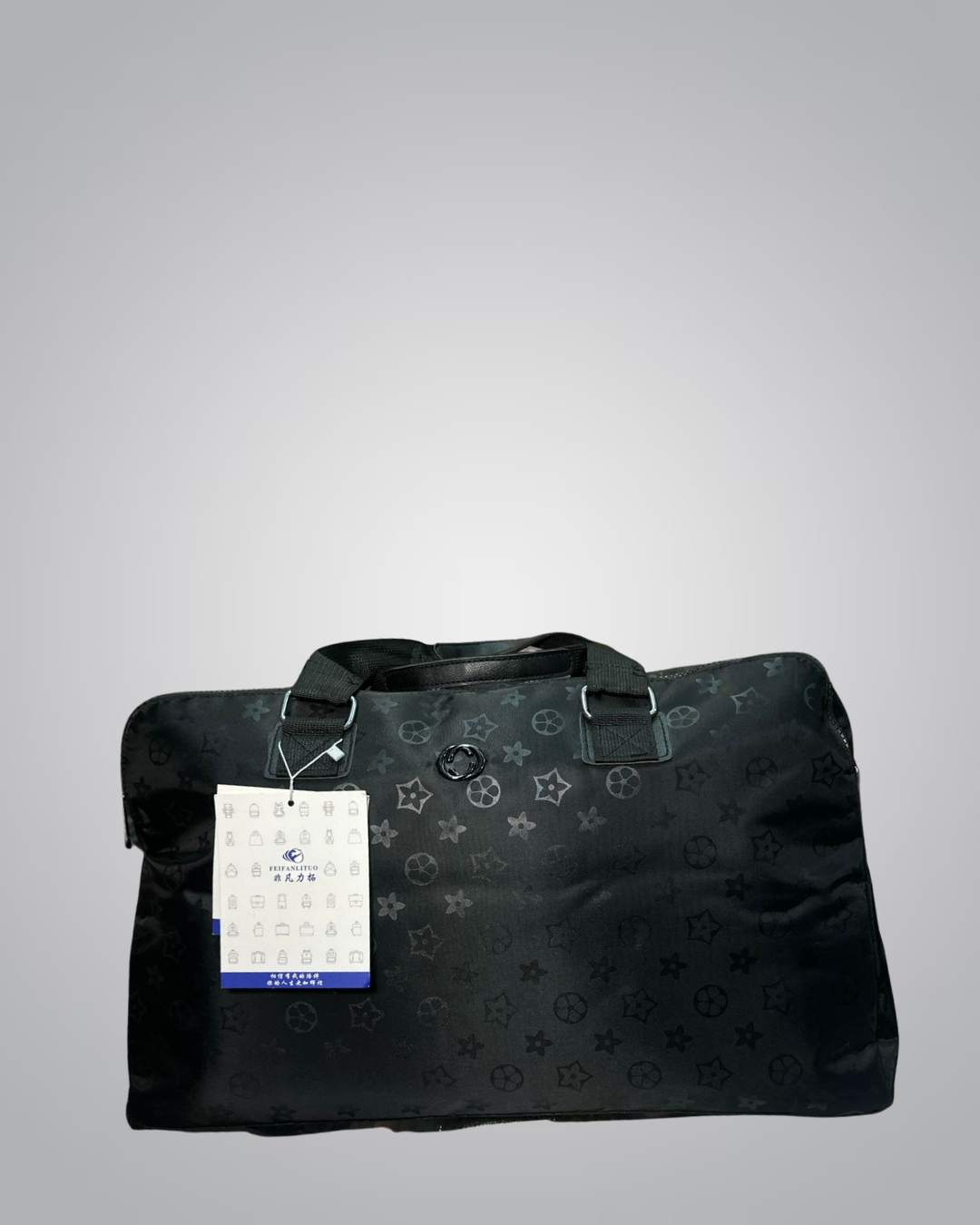 Elegant Black Monogram Travel Duffel Bag