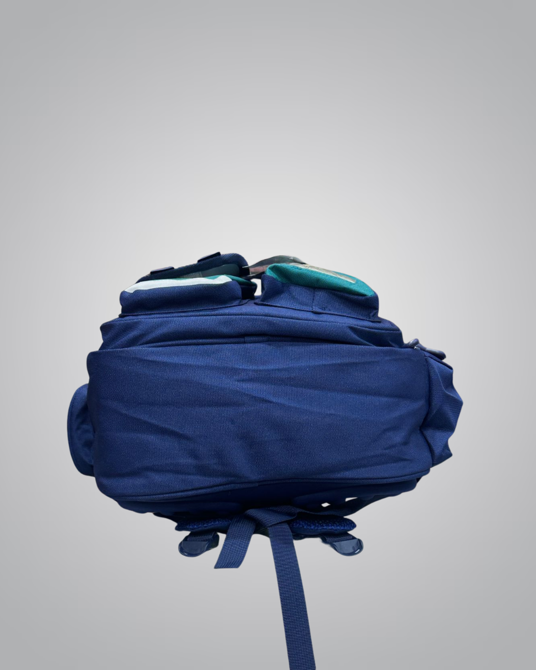 Dual-Pocket Mesh Panel Backpack – Navy & Green Utility Design