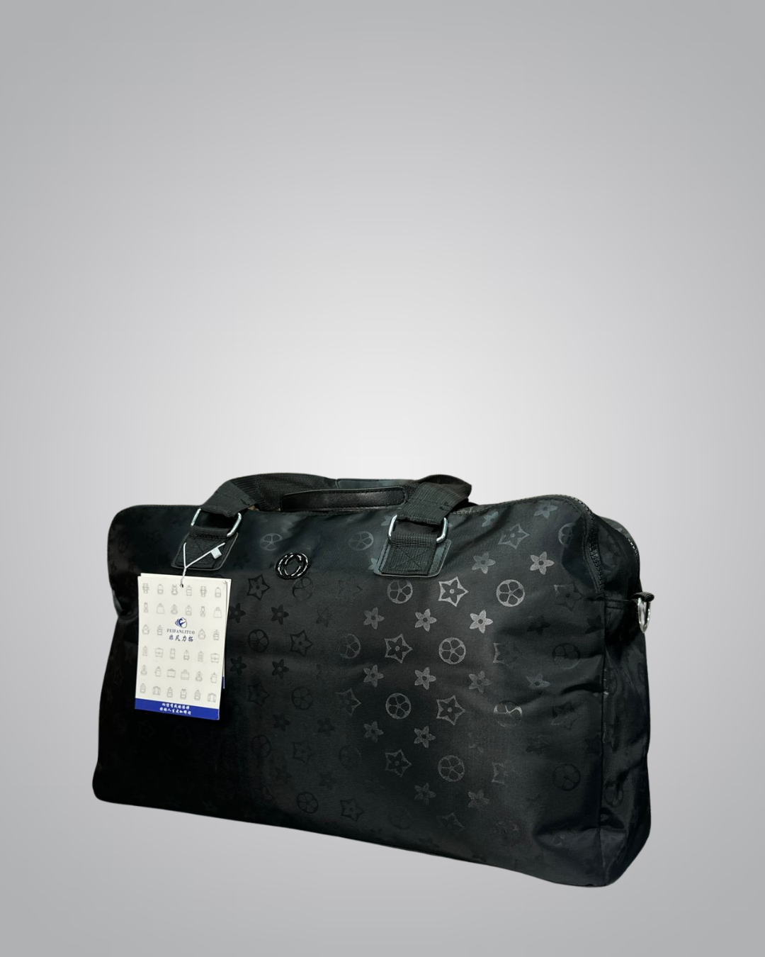 Elegant Black Monogram Travel Duffel Bag