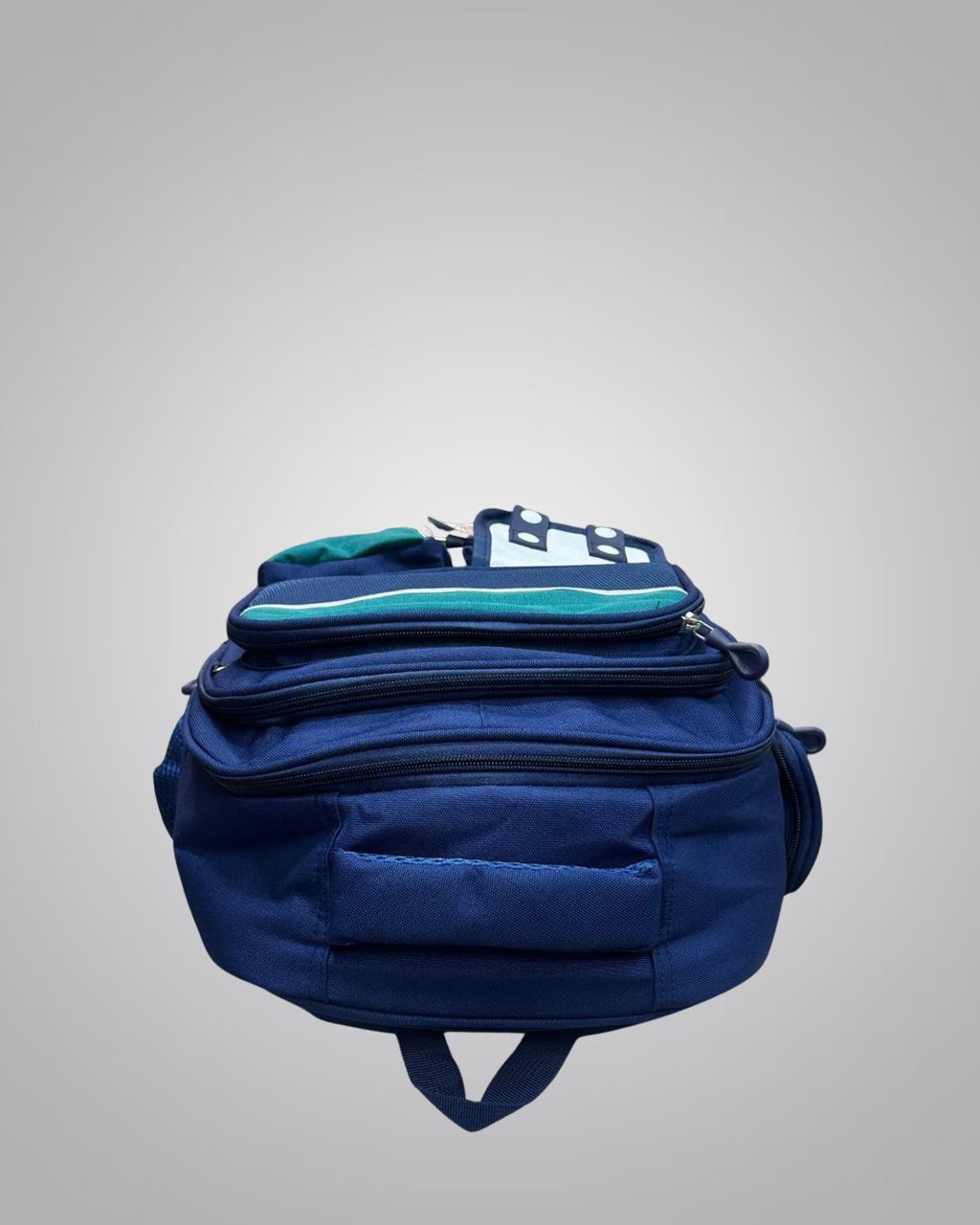 Dual-Pocket Mesh Panel Backpack – Navy & Green Utility Design