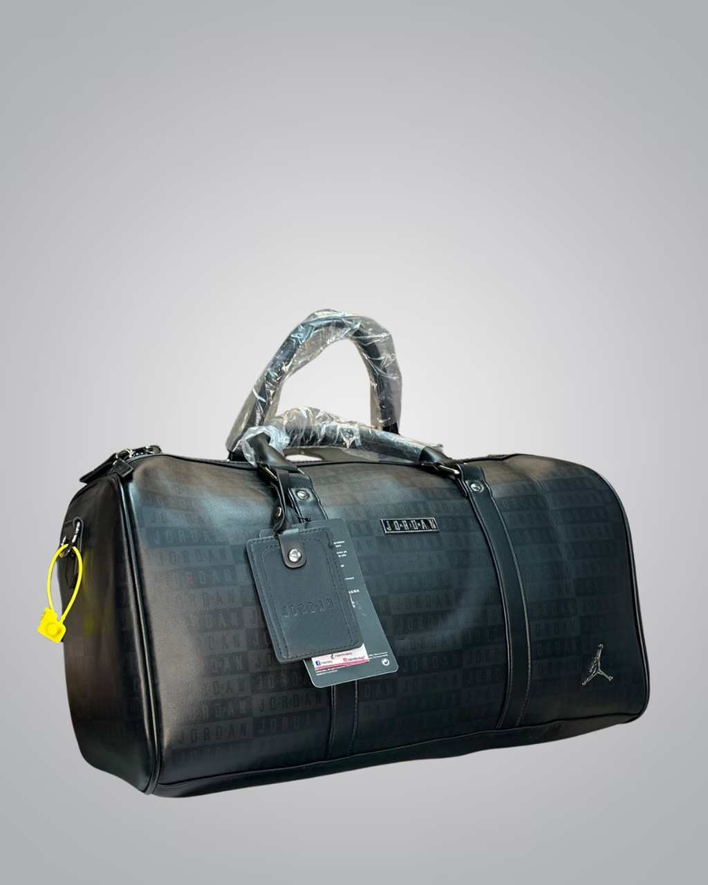 Jordan black travel duffel bag with logo and handles- Valentino Impex
