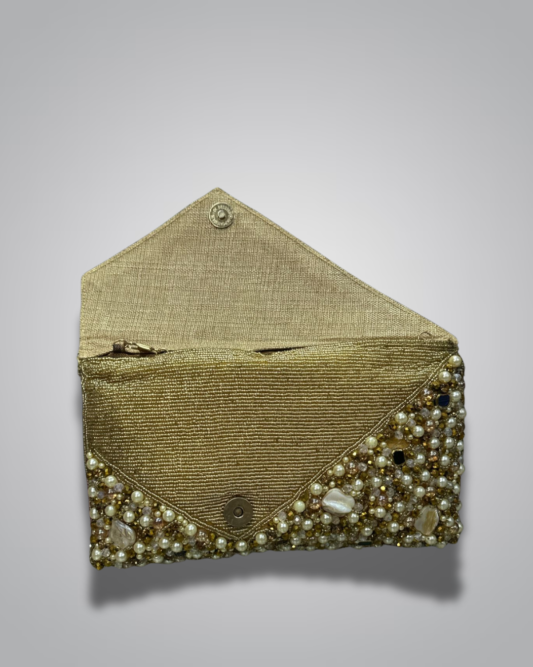 Elegant Pearl & Crystal Beaded Party Clutch Bag