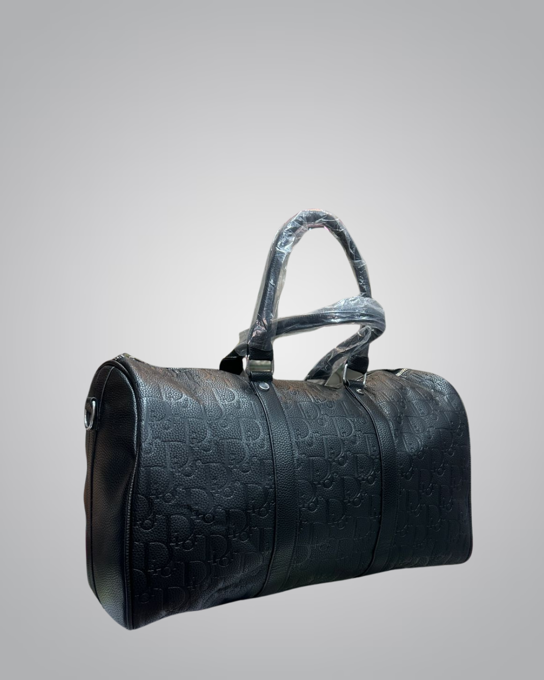 Premium Black Embossed Leather Travel Bag - Durable & Stylish Carry-On