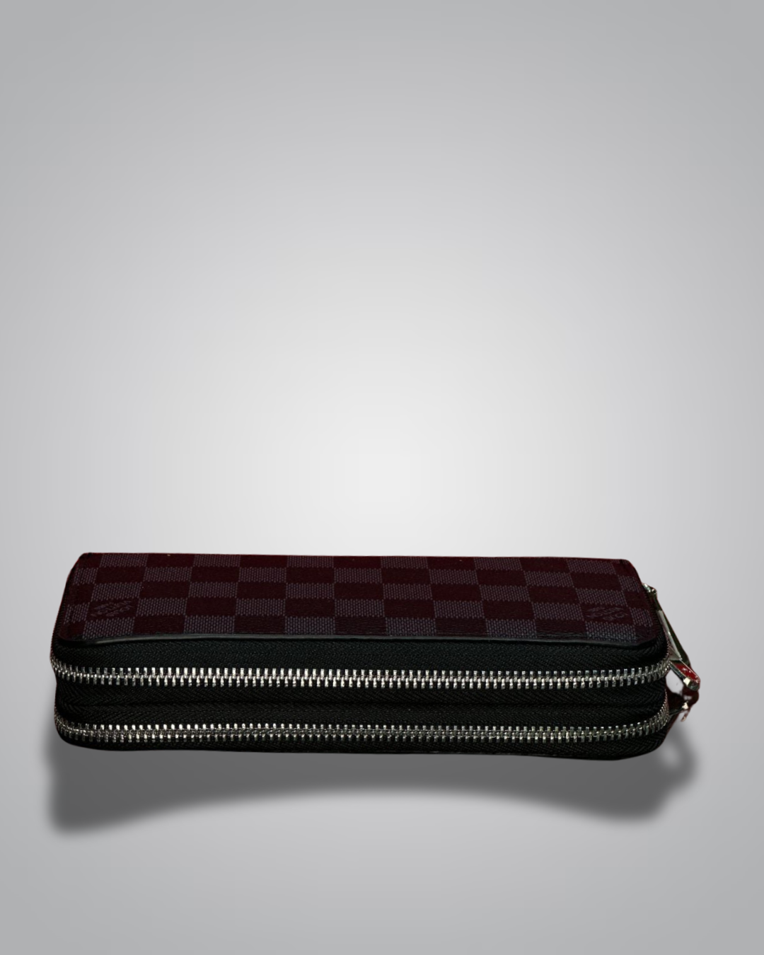 LV-Inspired Checkered Double-Zip Long Wallet – Brown & Black Variants