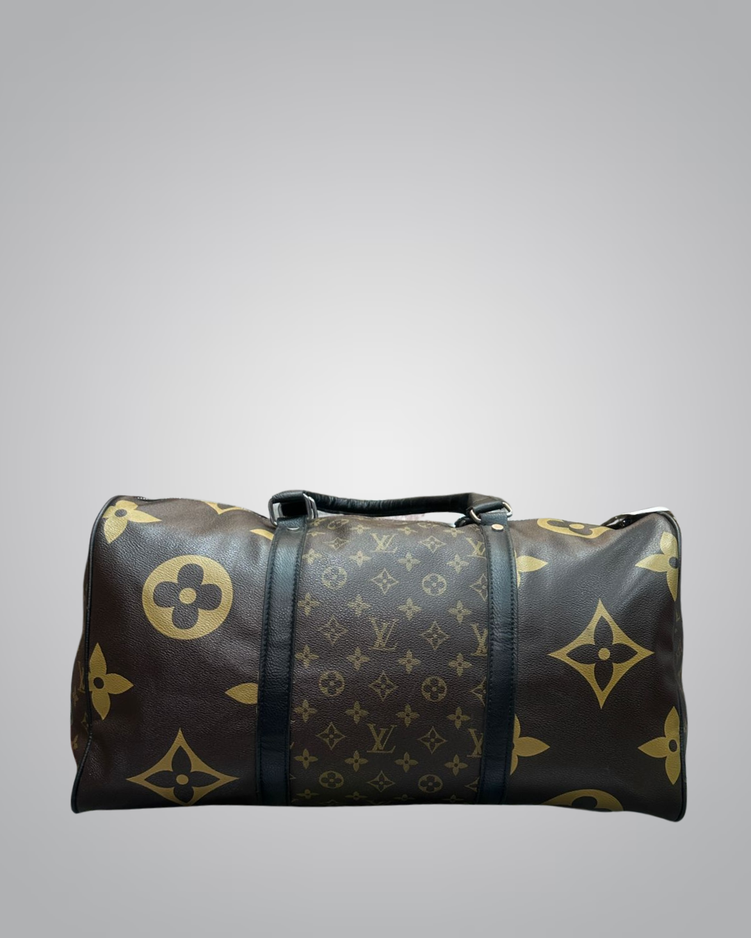 Luxury Designer-Inspired Black & Brown Travel Duffle Bag – Stylish & Spacious