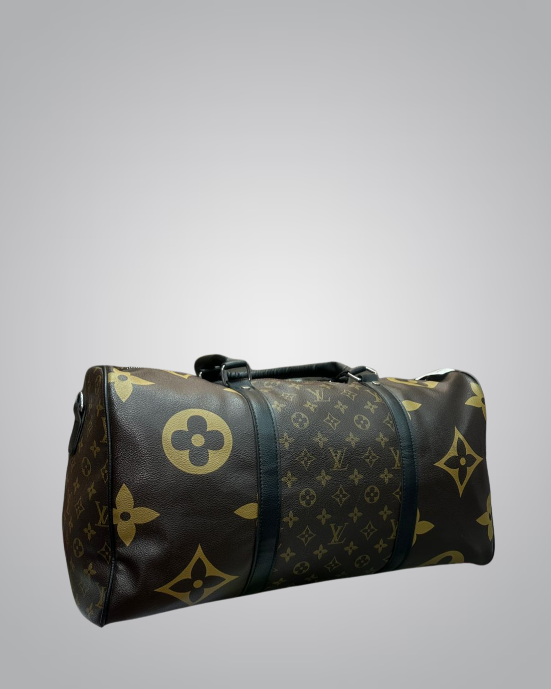 Luxury Designer-Inspired Black & Brown Travel Duffle Bag – Stylish & Spacious