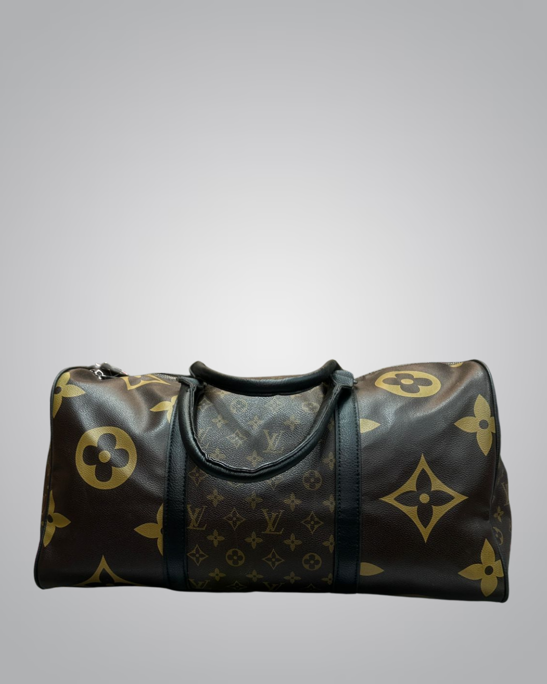 Luxury Designer-Inspired Black & Brown Travel Duffle Bag – Stylish & Spacious