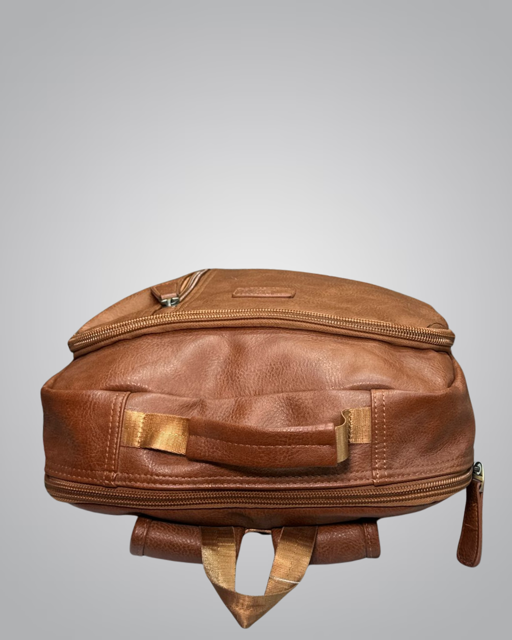 Woodland-Style Faux Leather Backpack – Tan Brown