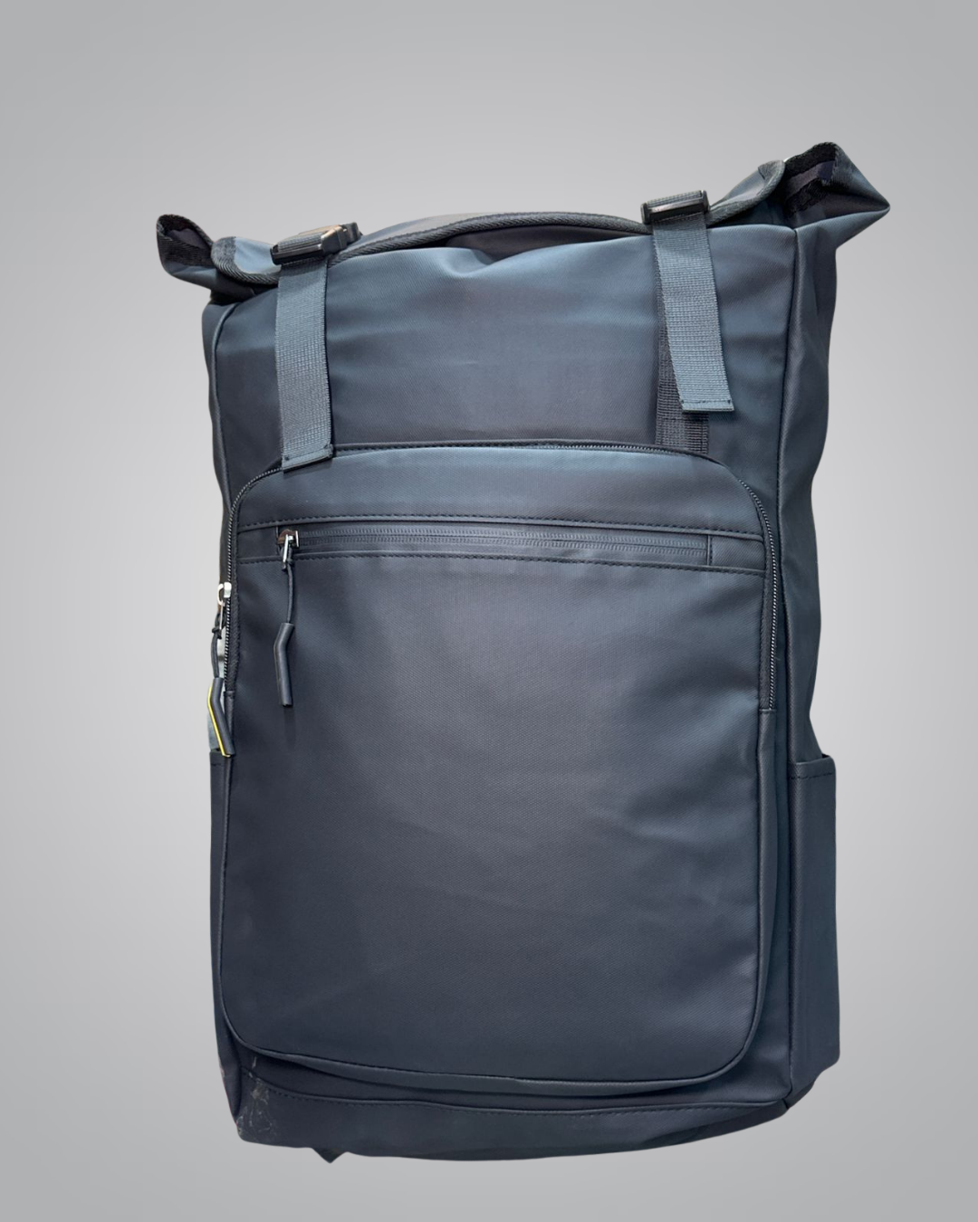 Urban Pro Roll-Top Backpack – Sleek Black with Yellow Accent