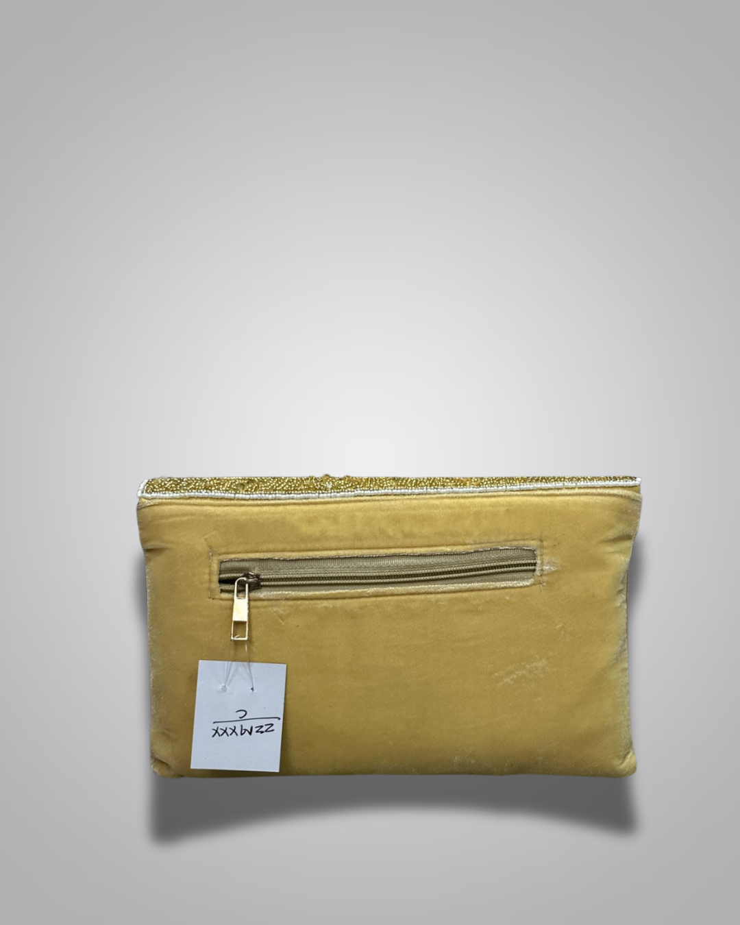 Elegant Cream & Gold Pearl Embellished Clutch Bag