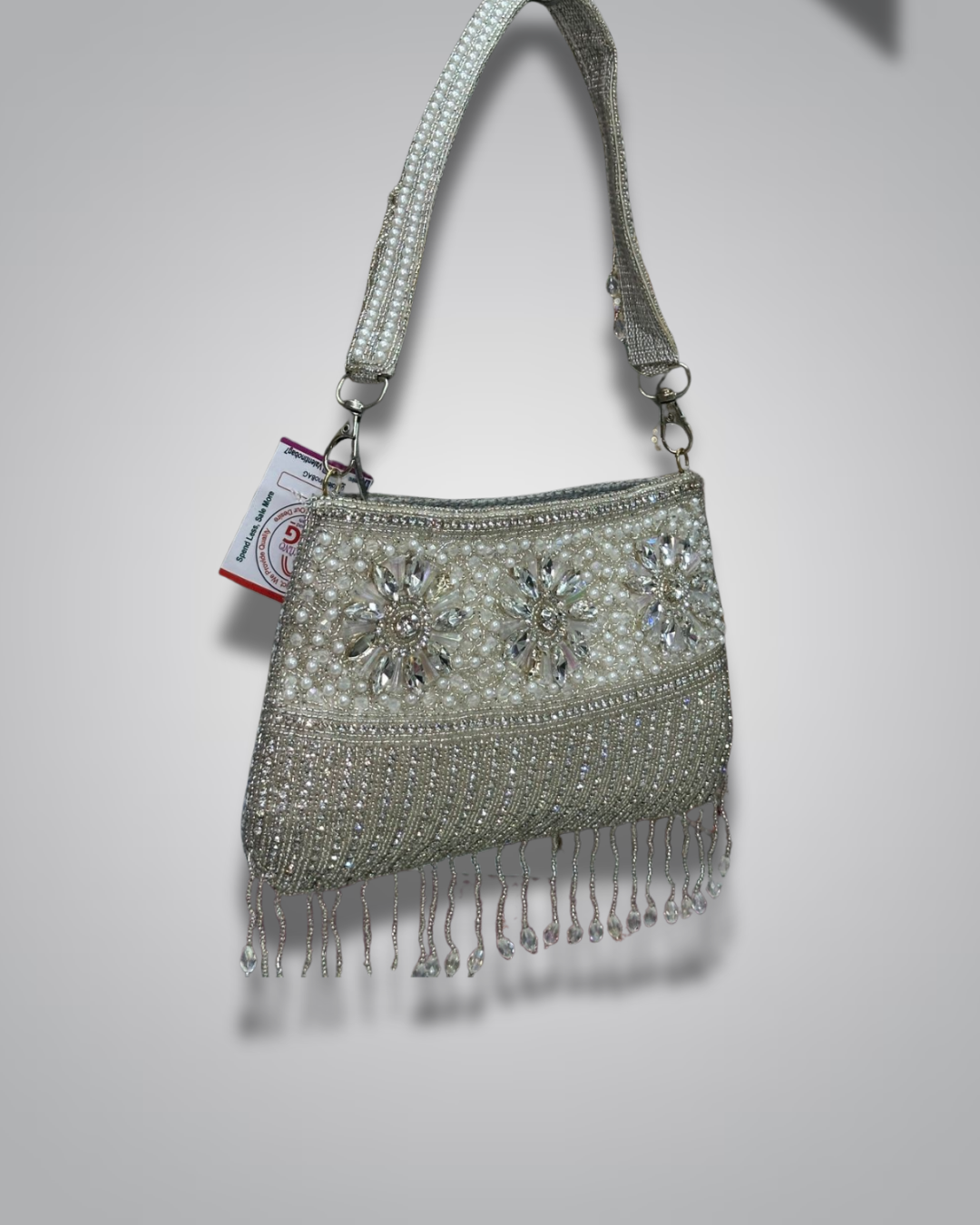 Elegant Pearl & Crystal Embellished Party Bag